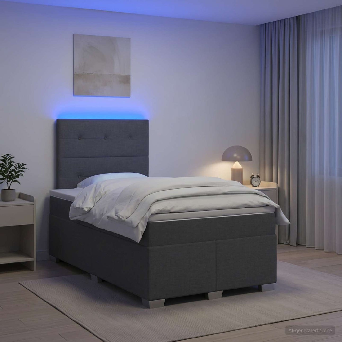 vidaXL Κρεβάτι box spring με στρώμα Σκούρο Γκρι 120 x 190 cm Ύφασμα