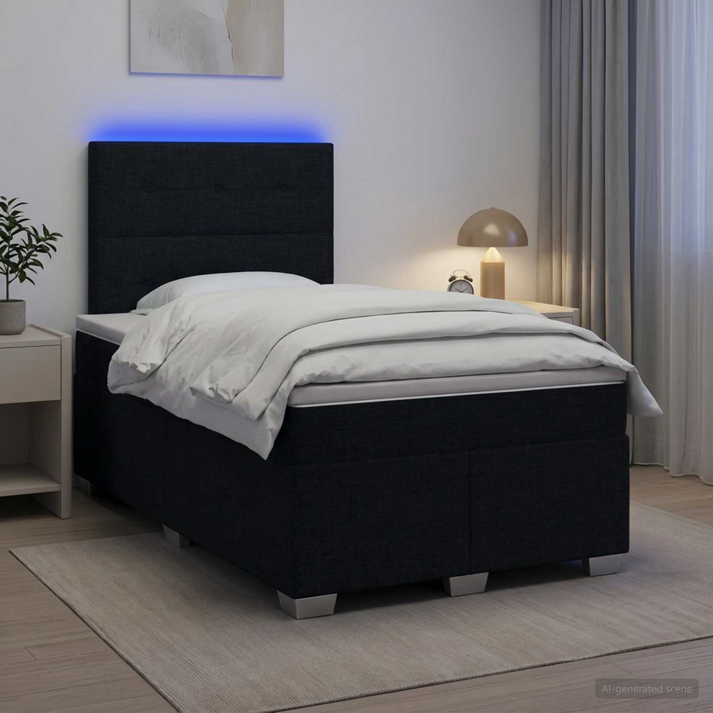 vidaXL Κρεβάτι box spring με στρώμα Μαύρο 120 x 190 cm Ύφασμα