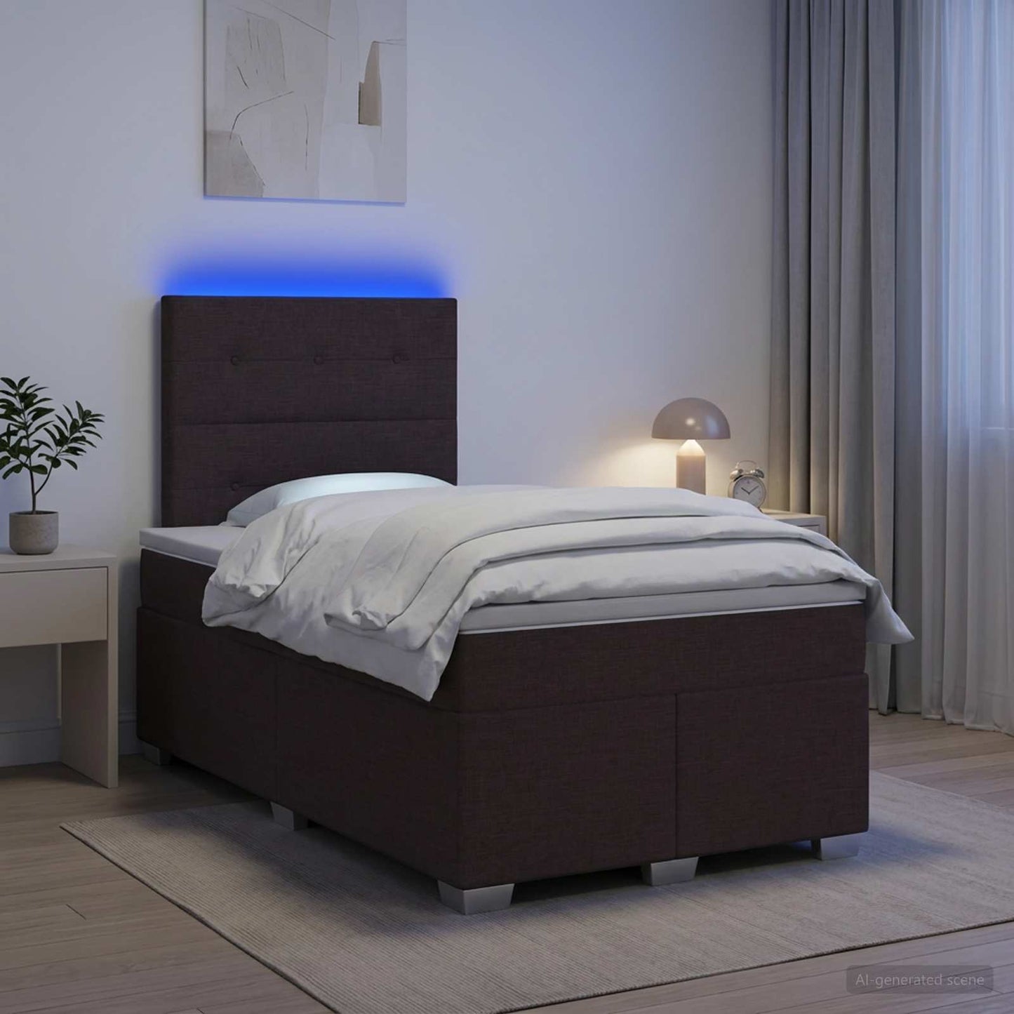 vidaXL Κρεβάτι box spring με στρώμα Σκούρο Καφέ 120 x 190 cm Ύφασμα