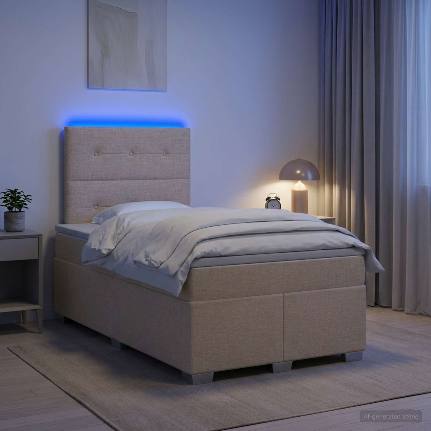 vidaXL Κρεβάτι box spring με στρώμα Κρεμ 120 x 190 cm Ύφασμα
