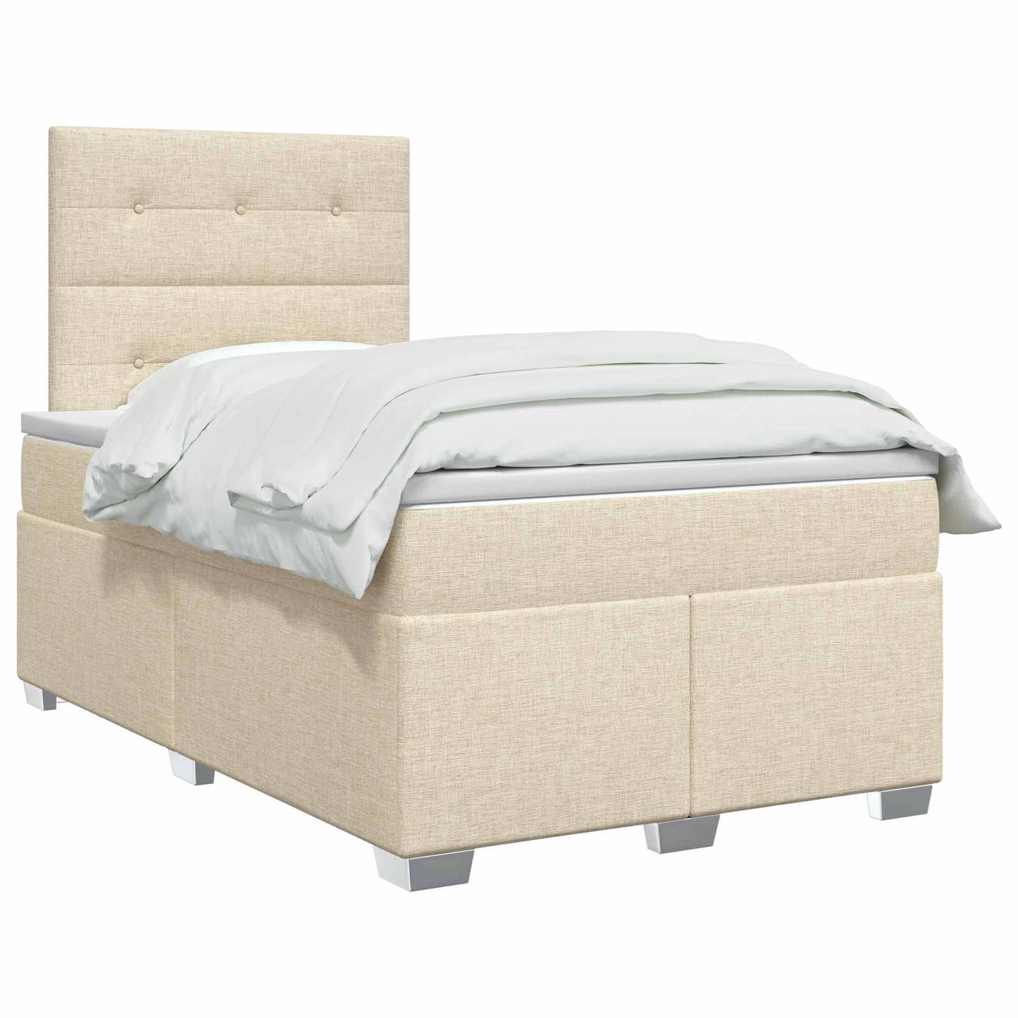 vidaXL Κρεβάτι box spring με στρώμα Κρεμ 120 x 190 cm Ύφασμα