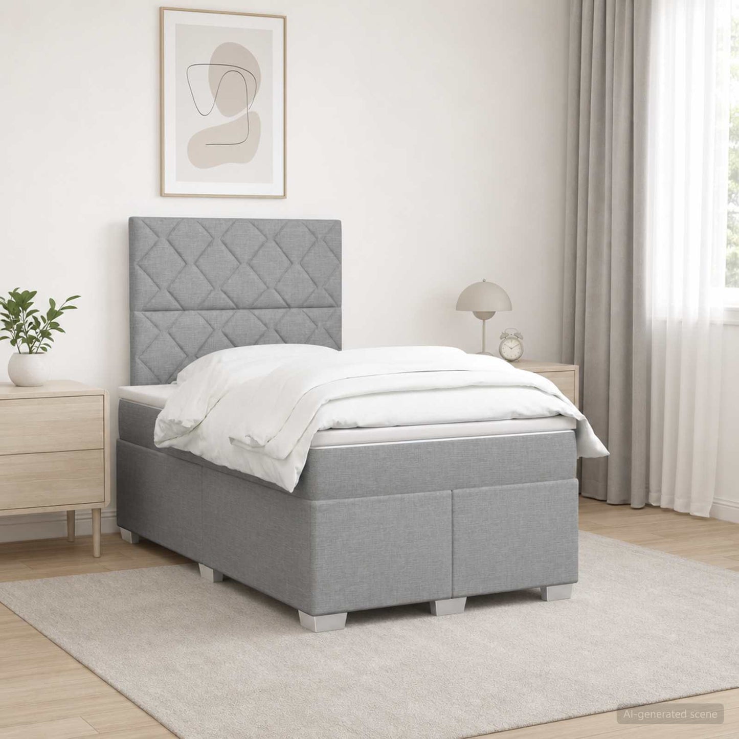 vidaXL Κρεβάτι box spring με στρώμα Ανοιχτό γκρι 120 x 190 cm Ύφασμα