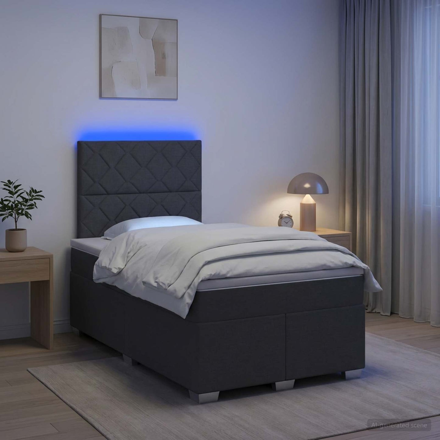 vidaXL Κρεβάτι box spring με στρώμα Σκούρο Γκρι 120 x 200 cm Ύφασμα