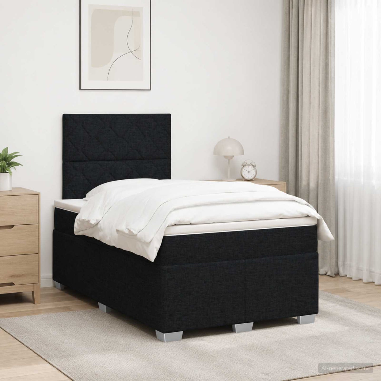 vidaXL Κρεβάτι box spring με στρώμα Μαύρο 120 x 190 cm Ύφασμα