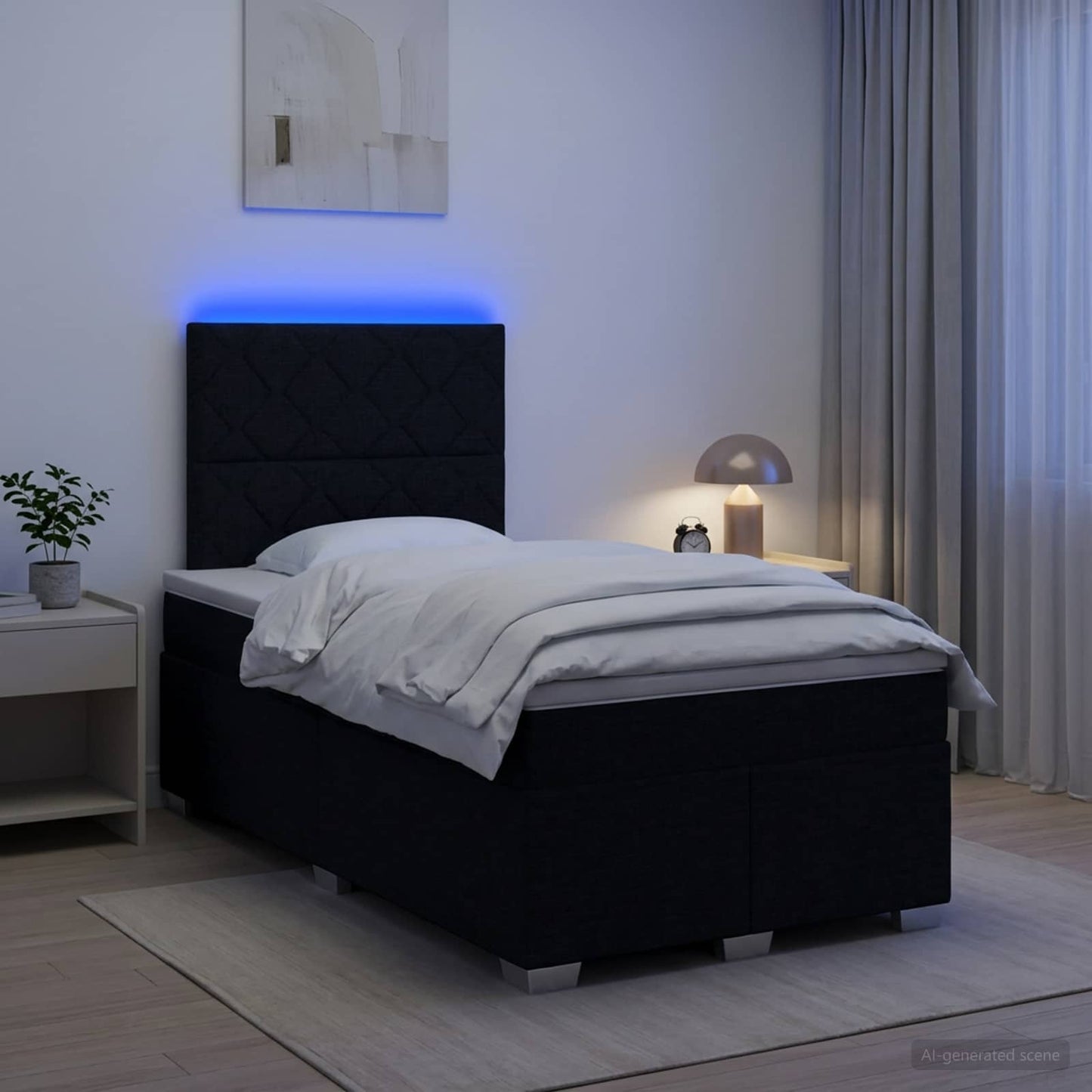 vidaXL Κρεβάτι box spring με στρώμα Μαύρο 120 x 190 cm Ύφασμα