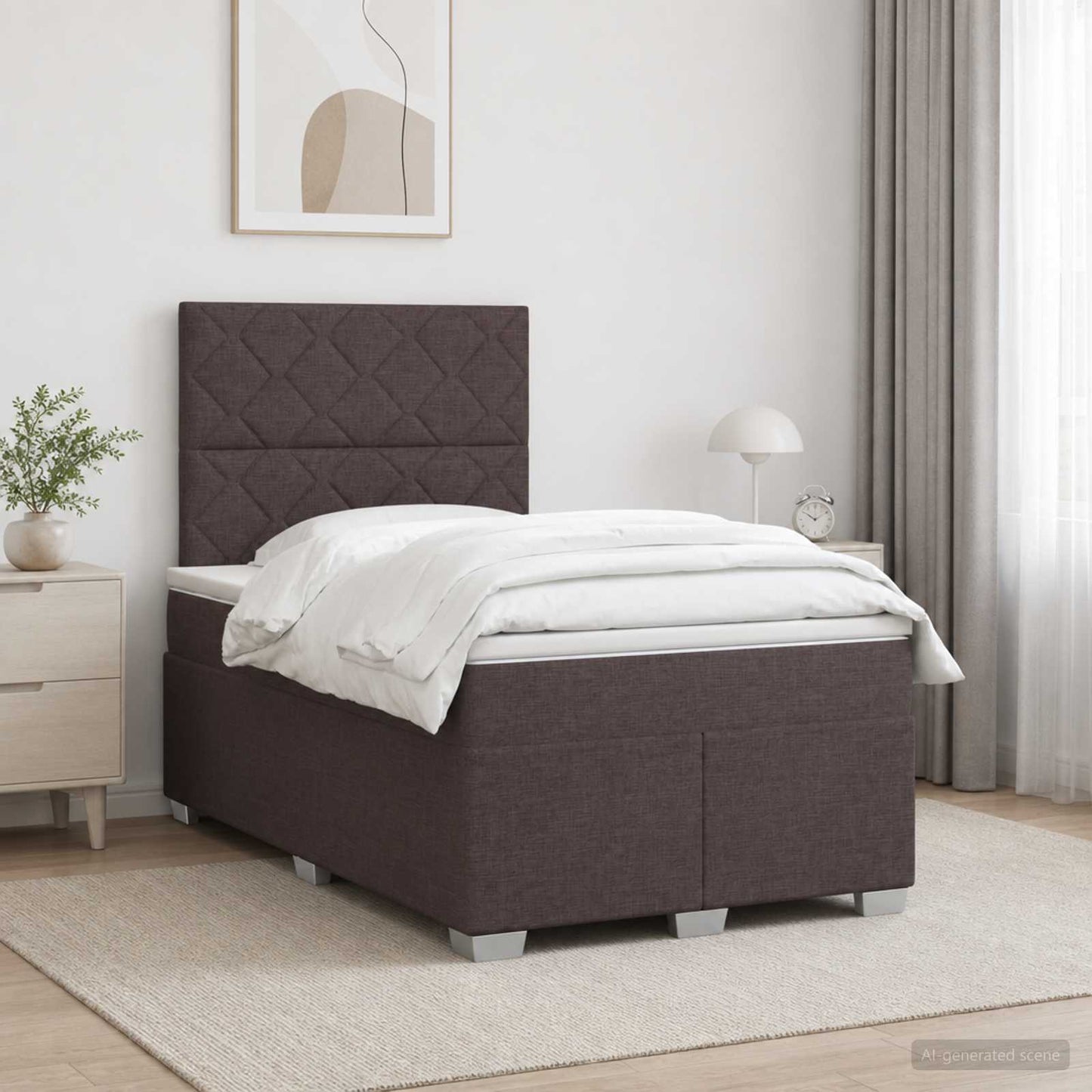 vidaXL Κρεβάτι box spring με στρώμα Σκούρο Καφέ 120 x 190 cm Ύφασμα