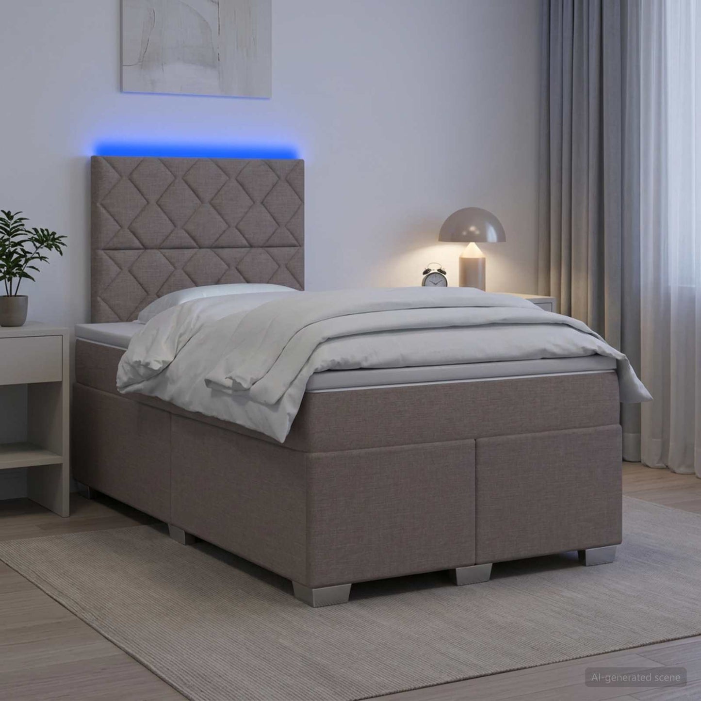 vidaXL Κρεβάτι box spring με στρώμα Taupe 120 x 200 cm Ύφασμα
