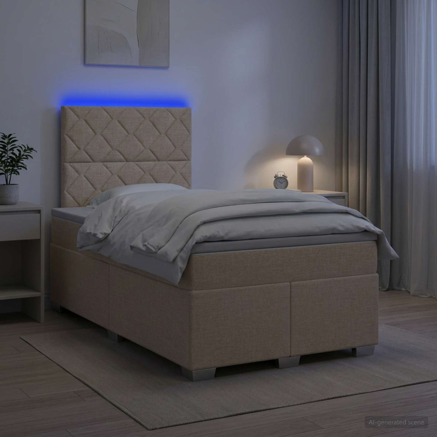 vidaXL Κρεβάτι box spring με στρώμα Κρεμ 120 x 190 cm Ύφασμα