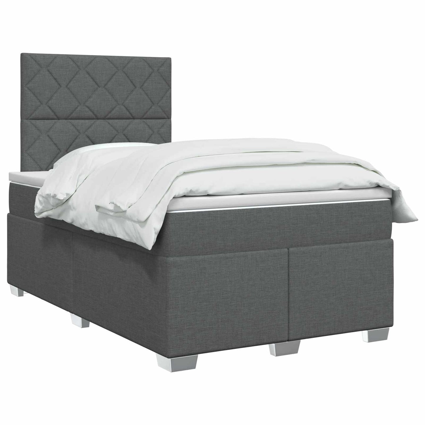 vidaXL Κρεβάτι box spring με στρώμα Σκούρο Γκρι 120 x 200 cm Ύφασμα