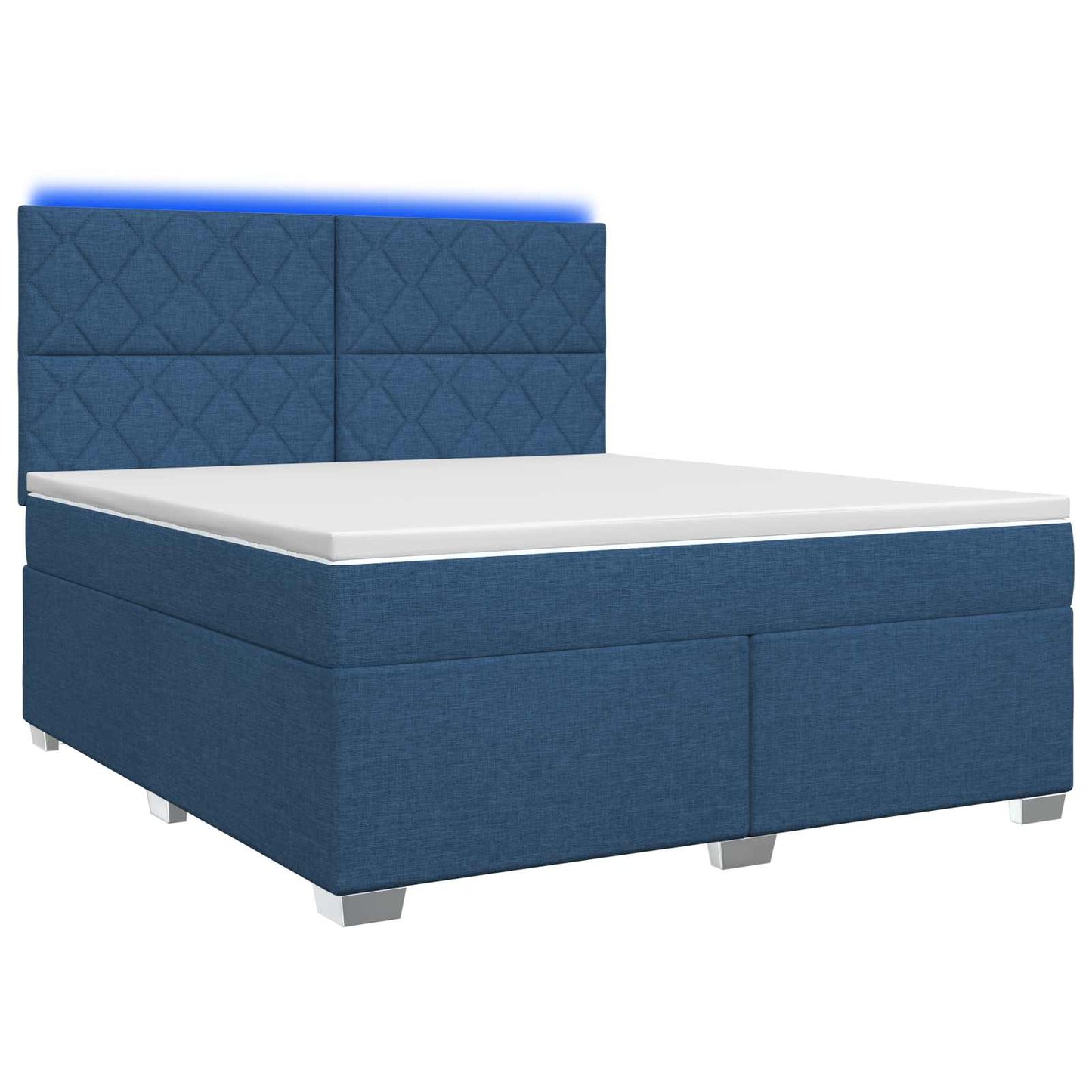 vidaXL Κρεβάτι box spring με στρώμα Μπλε 140 x 200 cm Ύφασμα