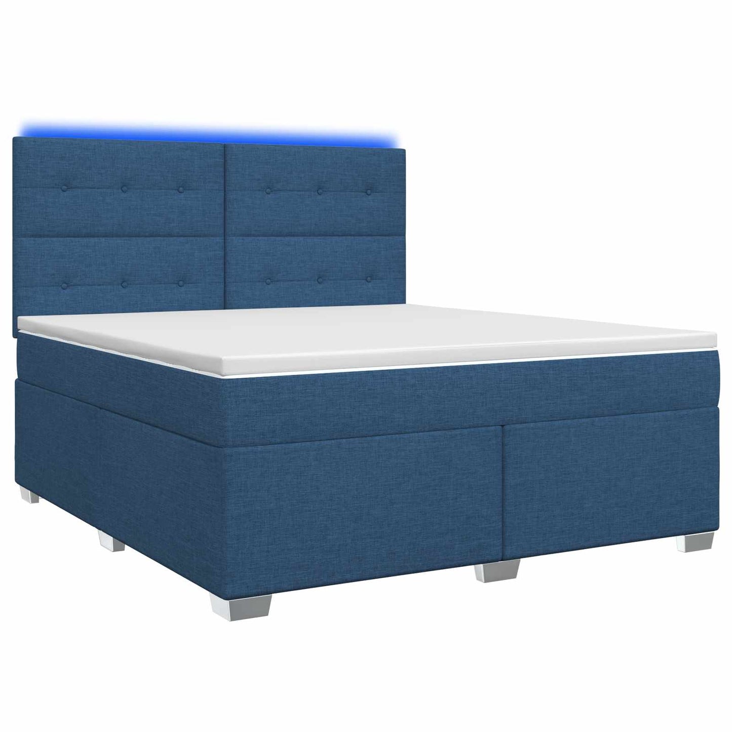 vidaXL Κρεβάτι box spring με στρώμα Μπλε 180 x 200 cm Ύφασμα