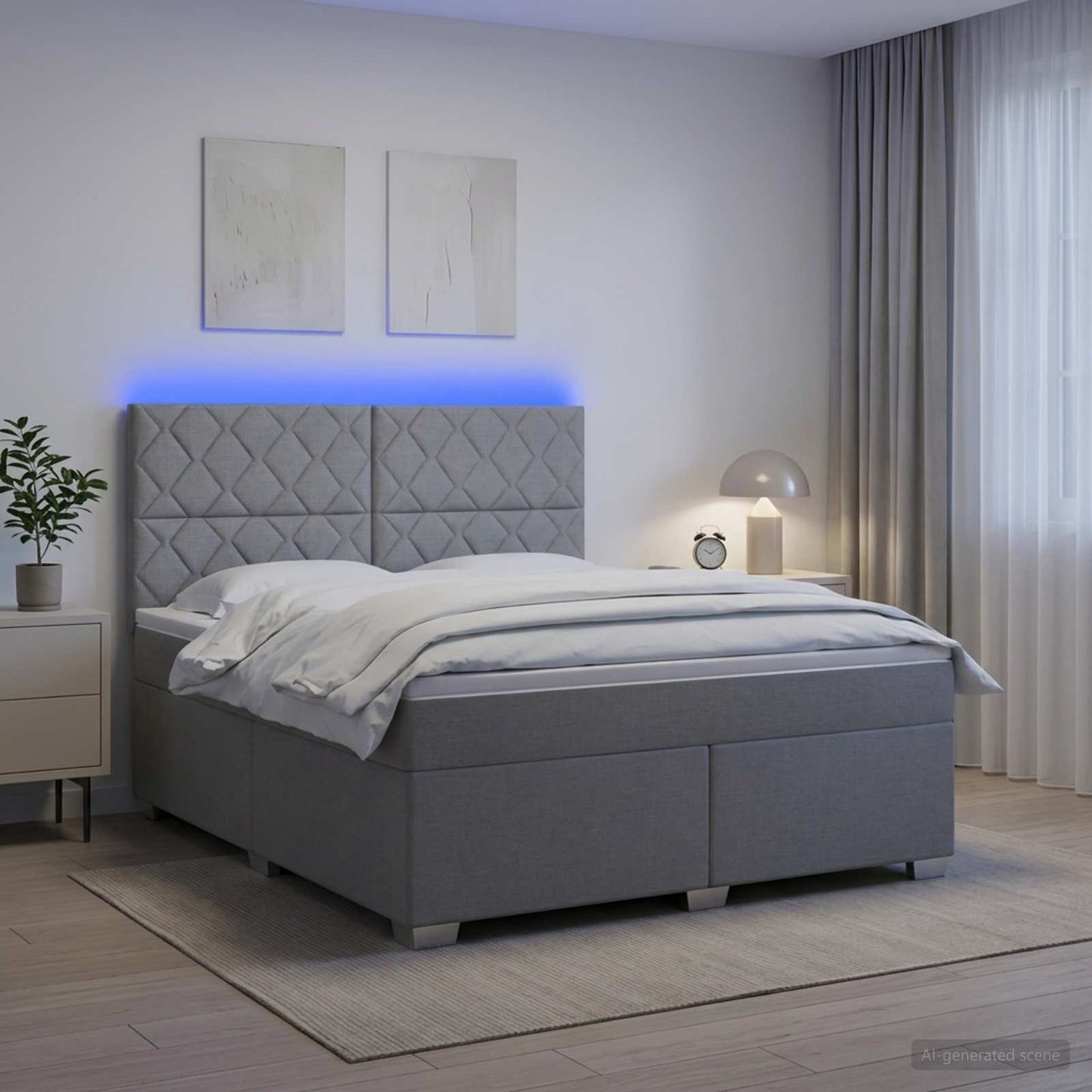 vidaXL Κρεβάτι box spring με στρώμα Ανοιχτό γκρι 160 x 200 cm Ύφασμα