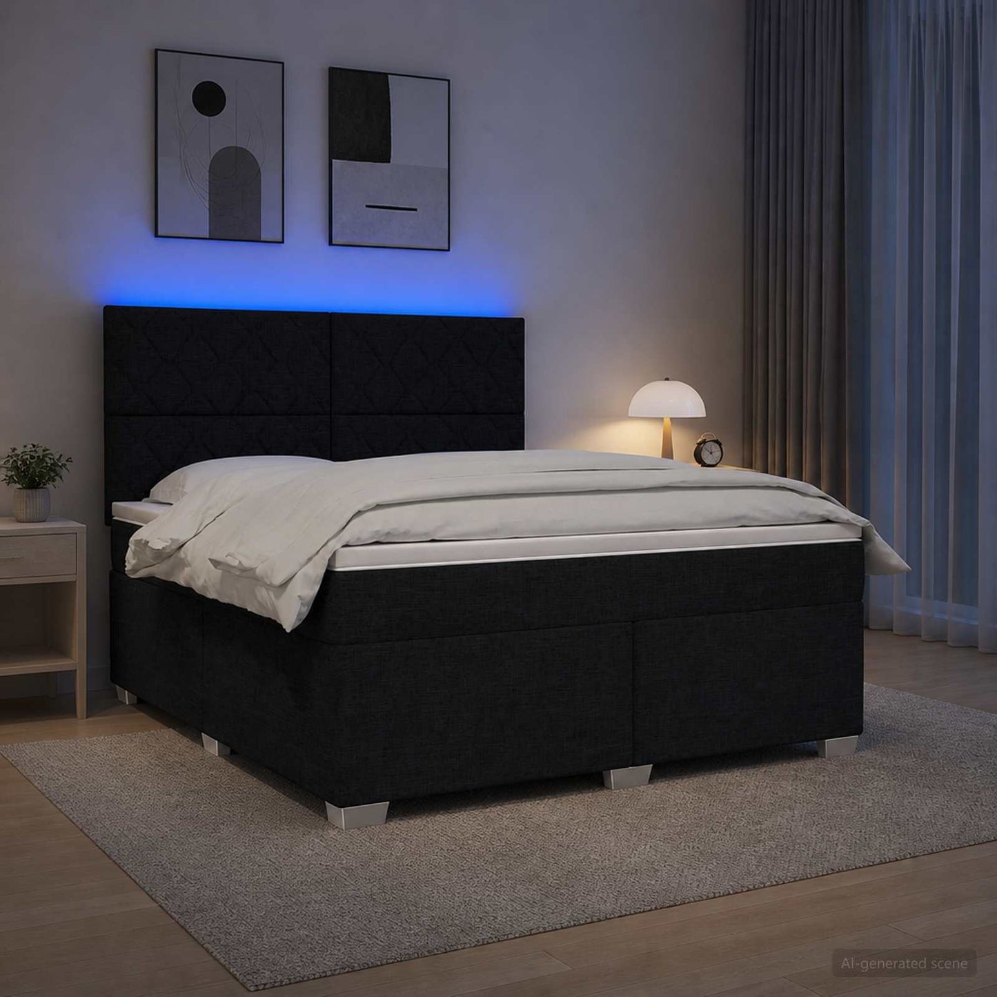 vidaXL Κρεβάτι box spring με στρώμα Μαύρο 140 x 190 cm Ύφασμα