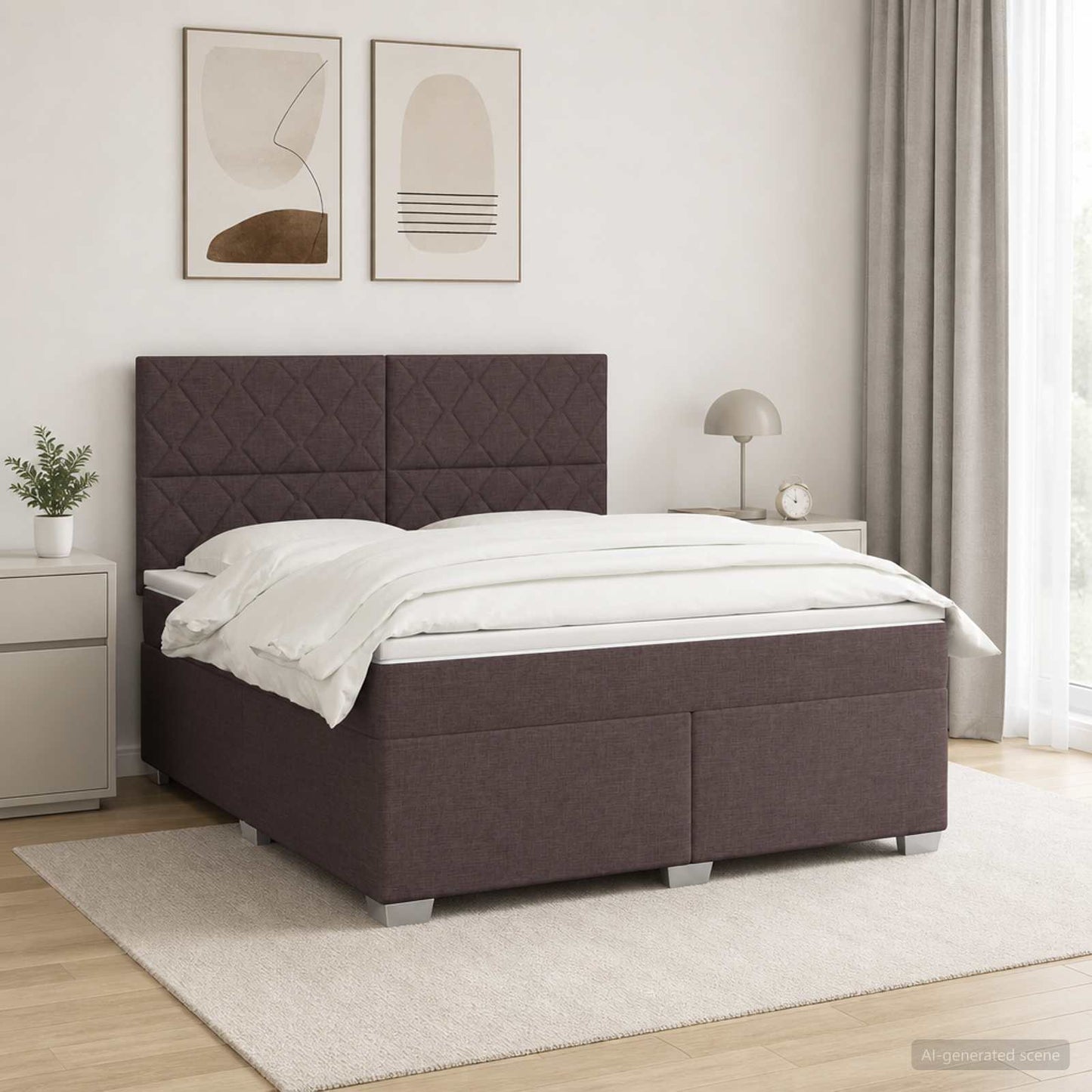vidaXL Κρεβάτι box spring με στρώμα Σκούρο Καφέ 140 x 190 cm Ύφασμα