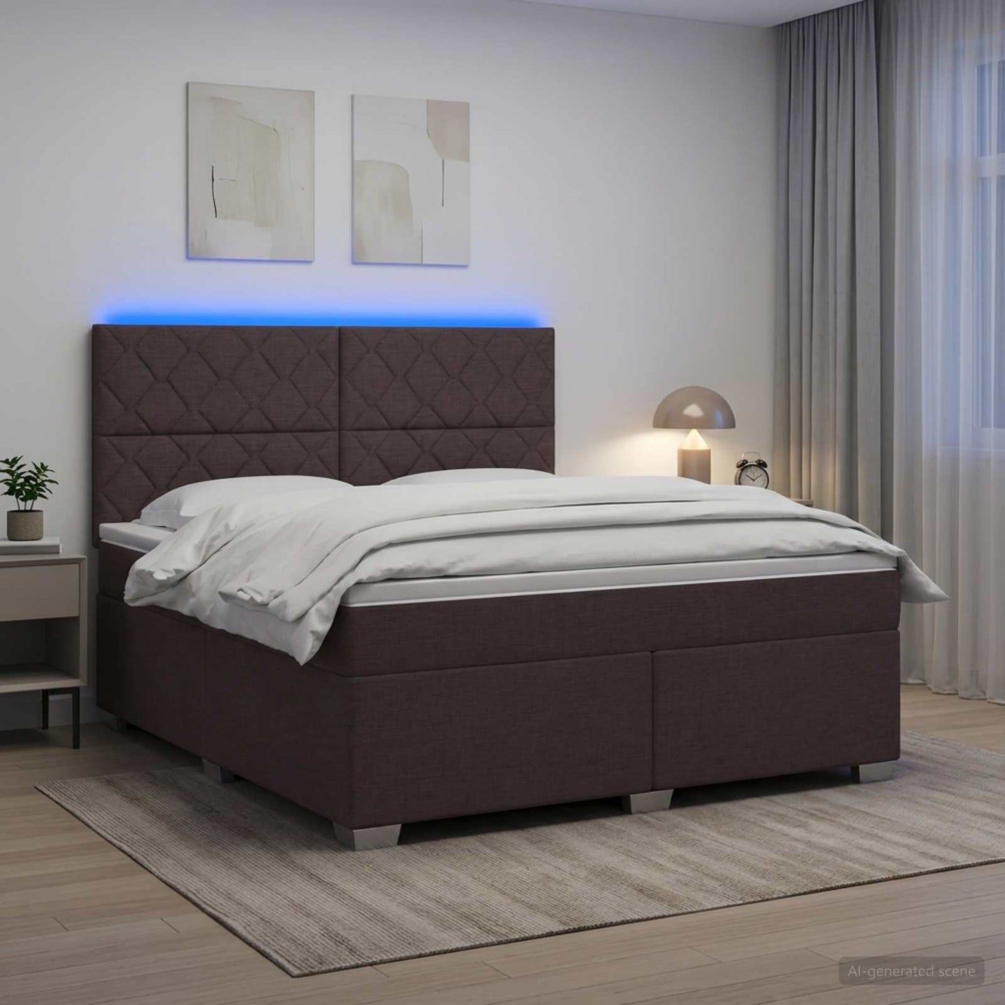 vidaXL Κρεβάτι box spring με στρώμα Σκούρο Καφέ 140 x 190 cm Ύφασμα