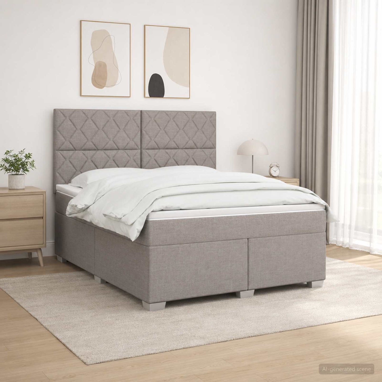 vidaXL Κρεβάτι box spring με στρώμα Taupe 140 x 190 cm Ύφασμα