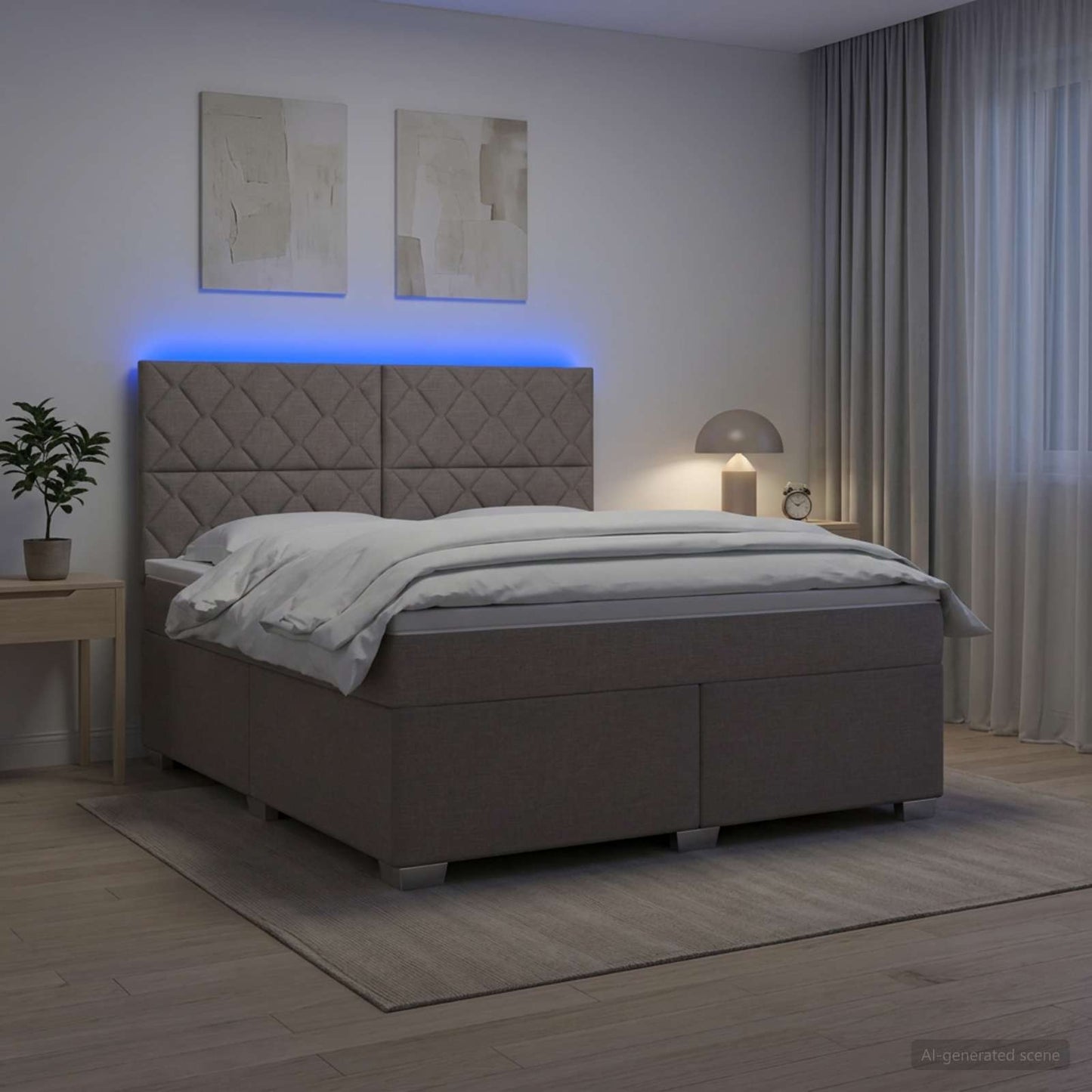 vidaXL Κρεβάτι box spring με στρώμα Taupe 140 x 200 cm Ύφασμα