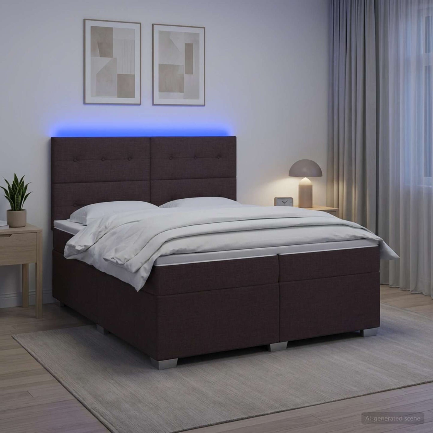 vidaXL Κρεβάτι box spring με στρώμα Σκούρο Καφέ 200 x 200 cm Ύφασμα
