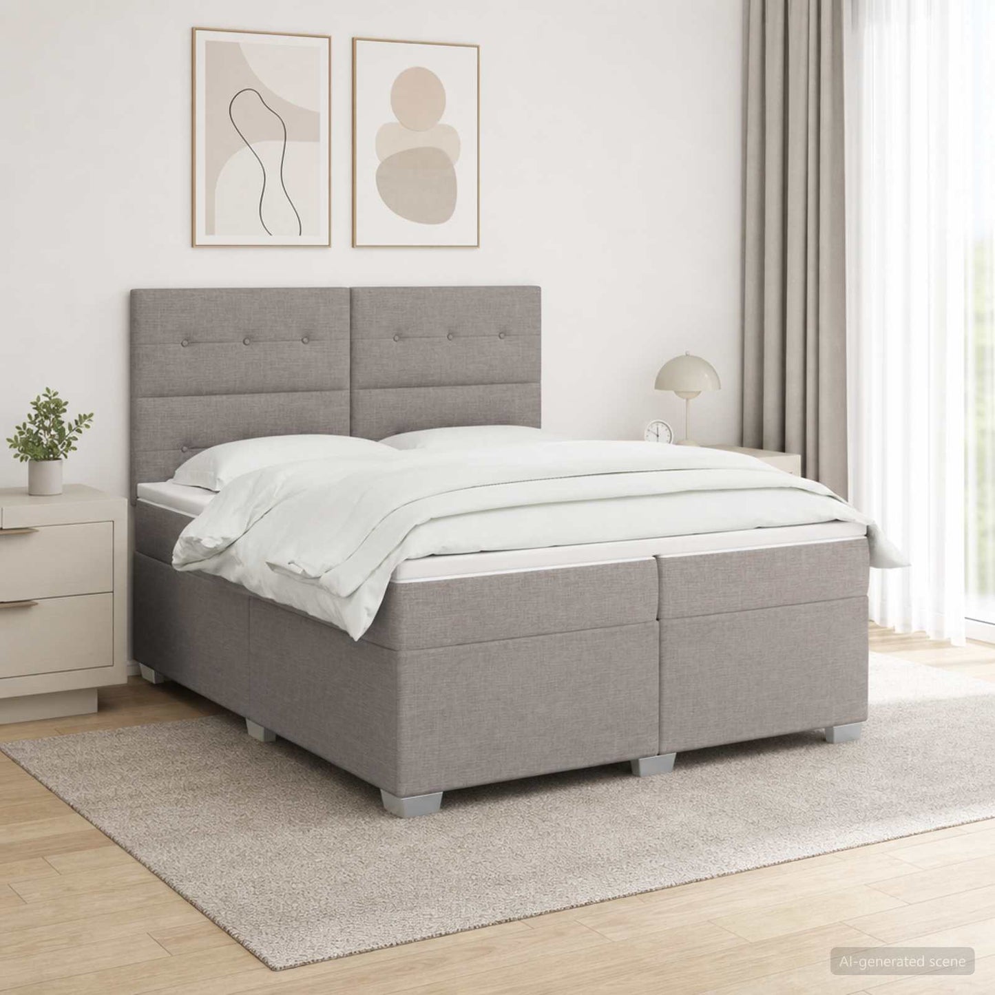 vidaXL Κρεβάτι box spring με στρώμα Taupe 200 x 200 cm Ύφασμα