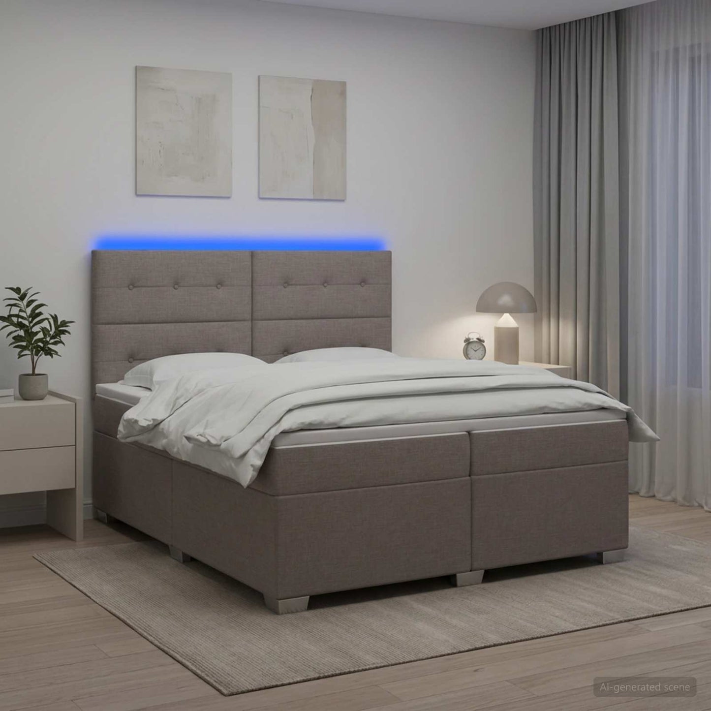vidaXL Κρεβάτι box spring με στρώμα Taupe 200 x 200 cm Ύφασμα