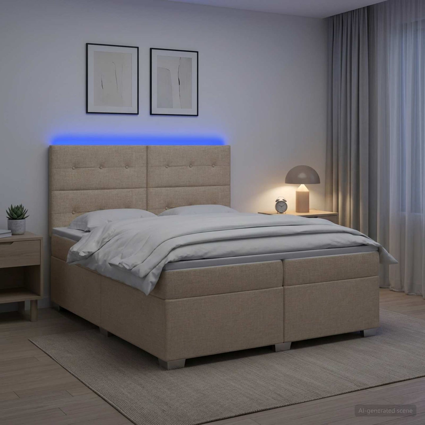 vidaXL Κρεβάτι box spring με στρώμα Κρεμ 200 x 200 cm Ύφασμα