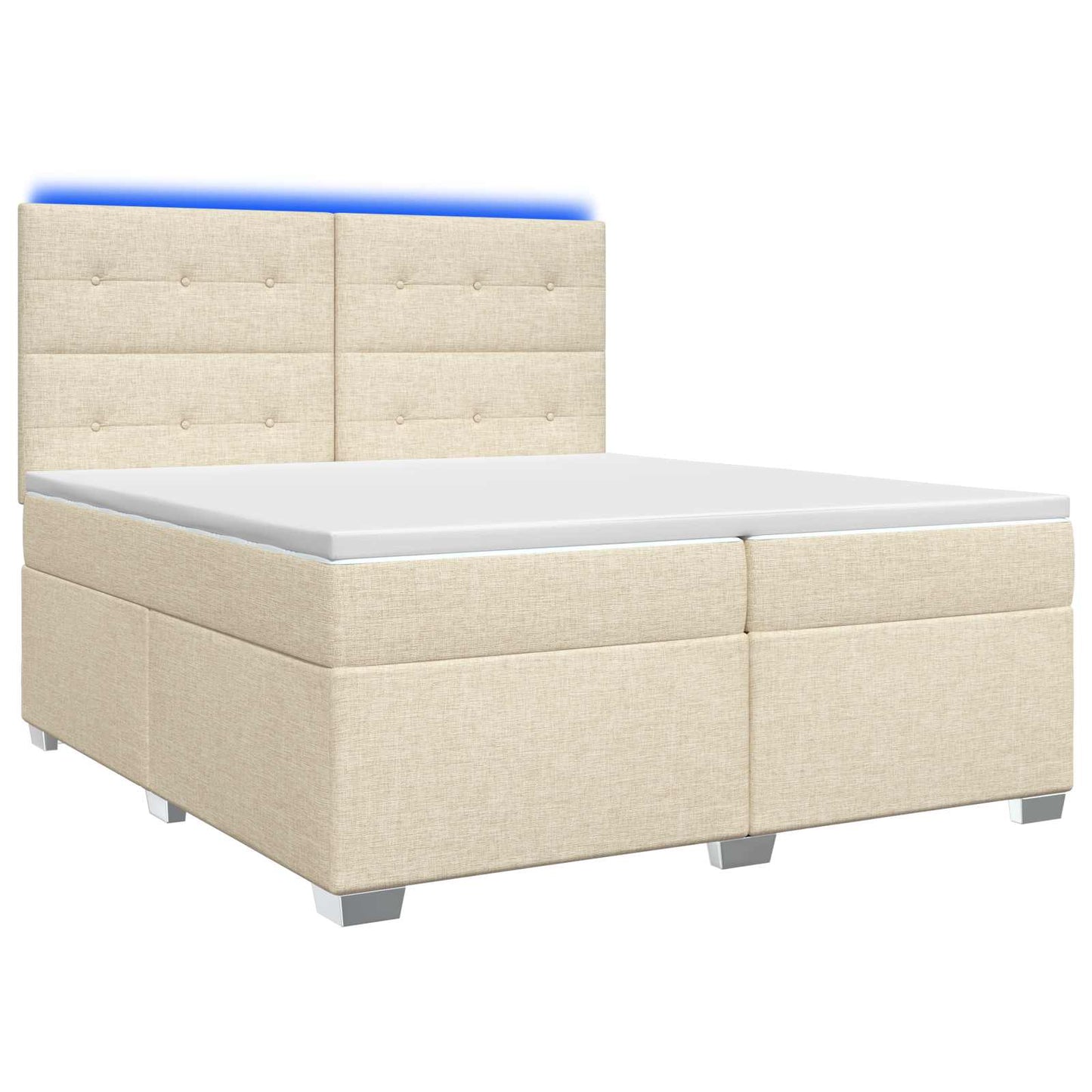 vidaXL Κρεβάτι box spring με στρώμα Κρεμ 200 x 200 cm Ύφασμα
