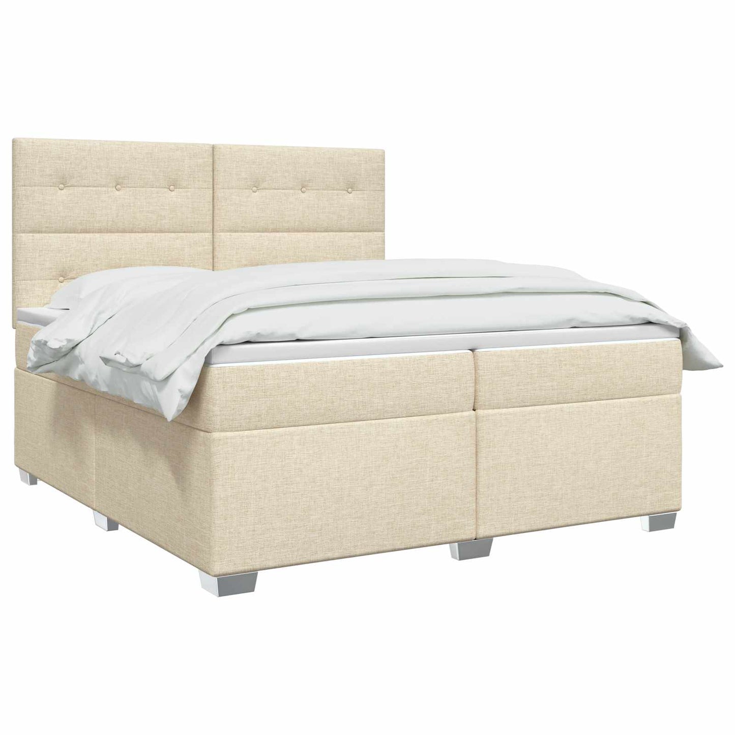 vidaXL Κρεβάτι box spring με στρώμα Κρεμ 200 x 200 cm Ύφασμα