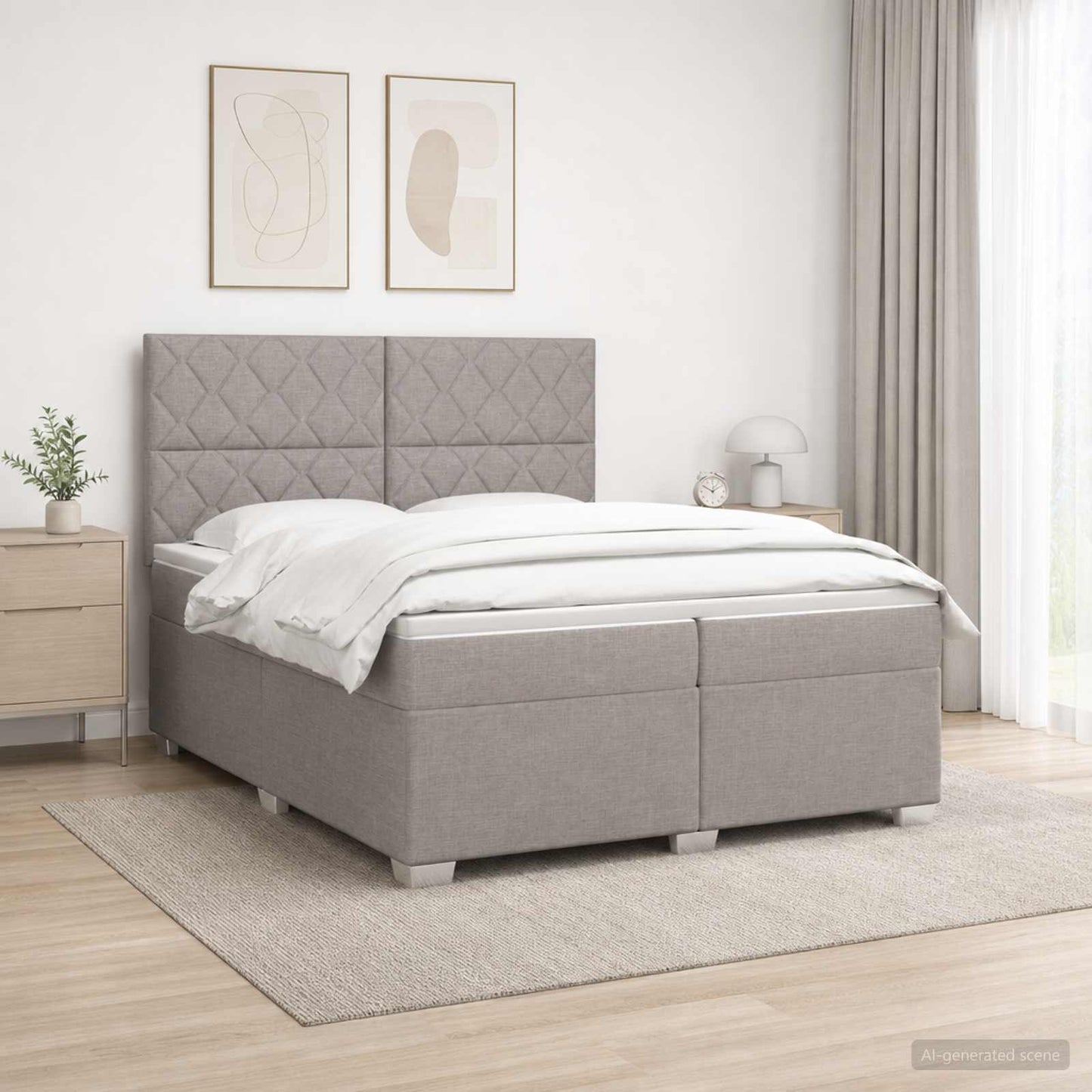 vidaXL Κρεβάτι box spring με στρώμα Taupe 200 x 200 cm Ύφασμα