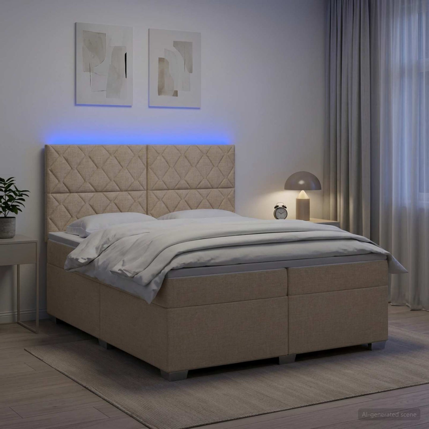 vidaXL Κρεβάτι box spring με στρώμα Κρεμ 200 x 200 cm Ύφασμα