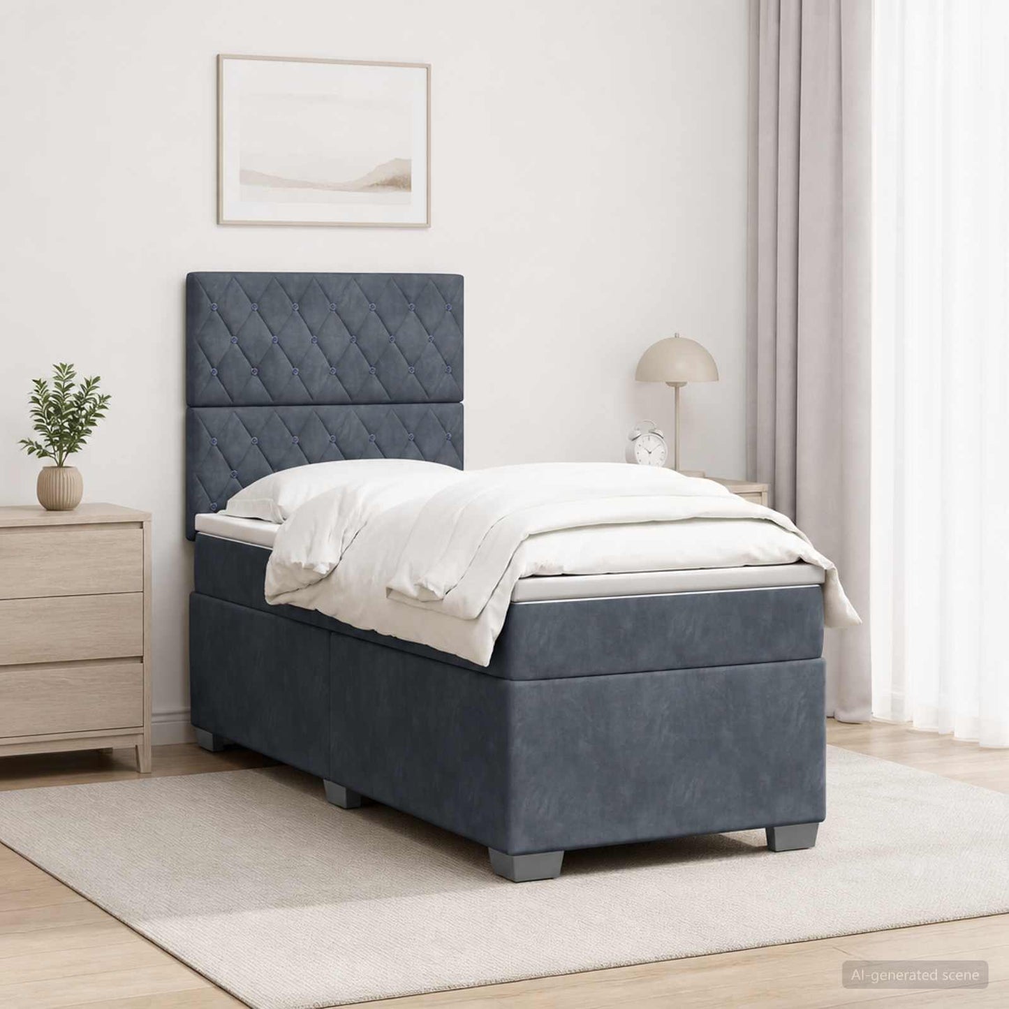vidaXL Κρεβάτι box spring με στρώμα Σκούρο Γκρι 80 x 200 cm Βελούδο