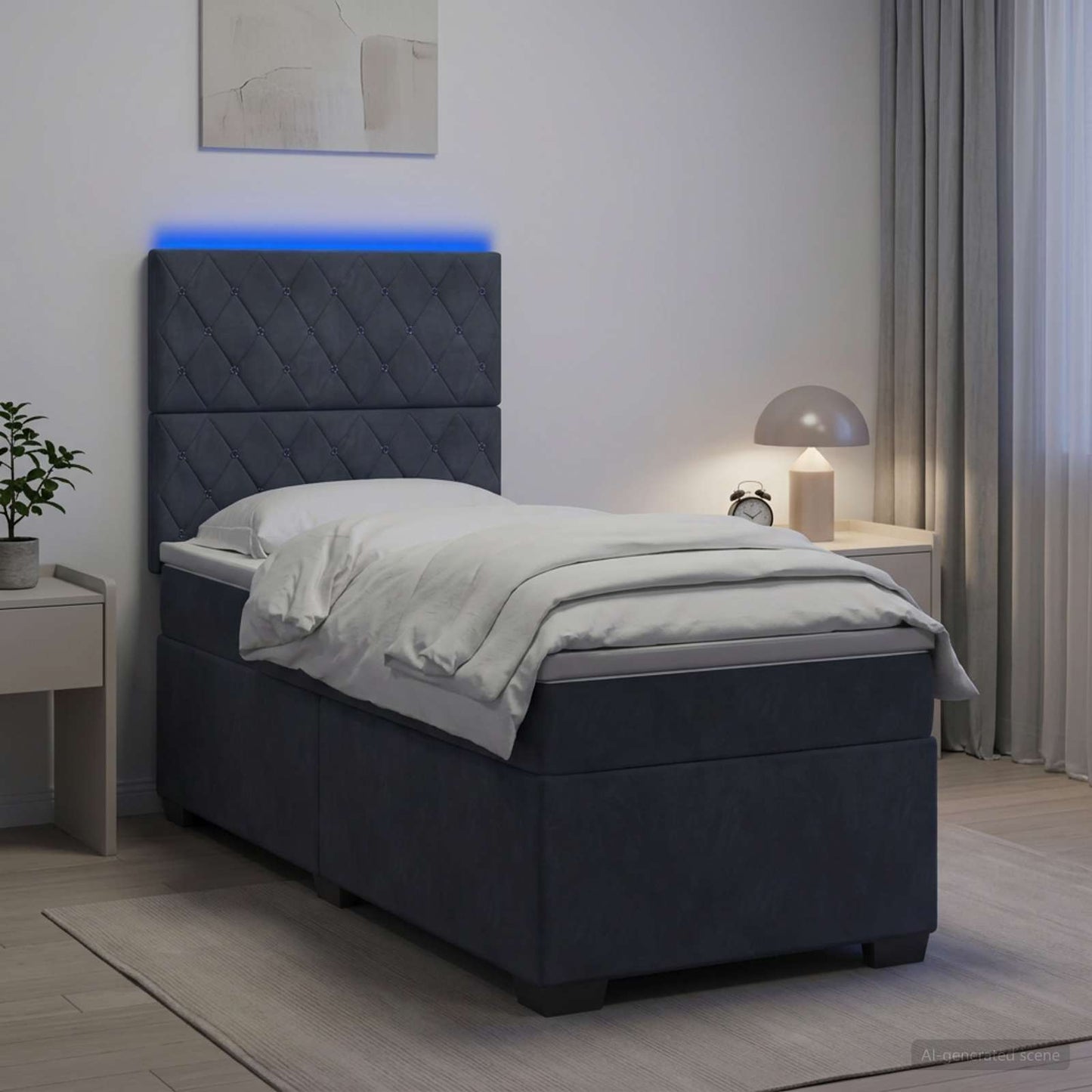 vidaXL Κρεβάτι box spring με στρώμα Σκούρο Γκρι 80 x 200 cm Βελούδο