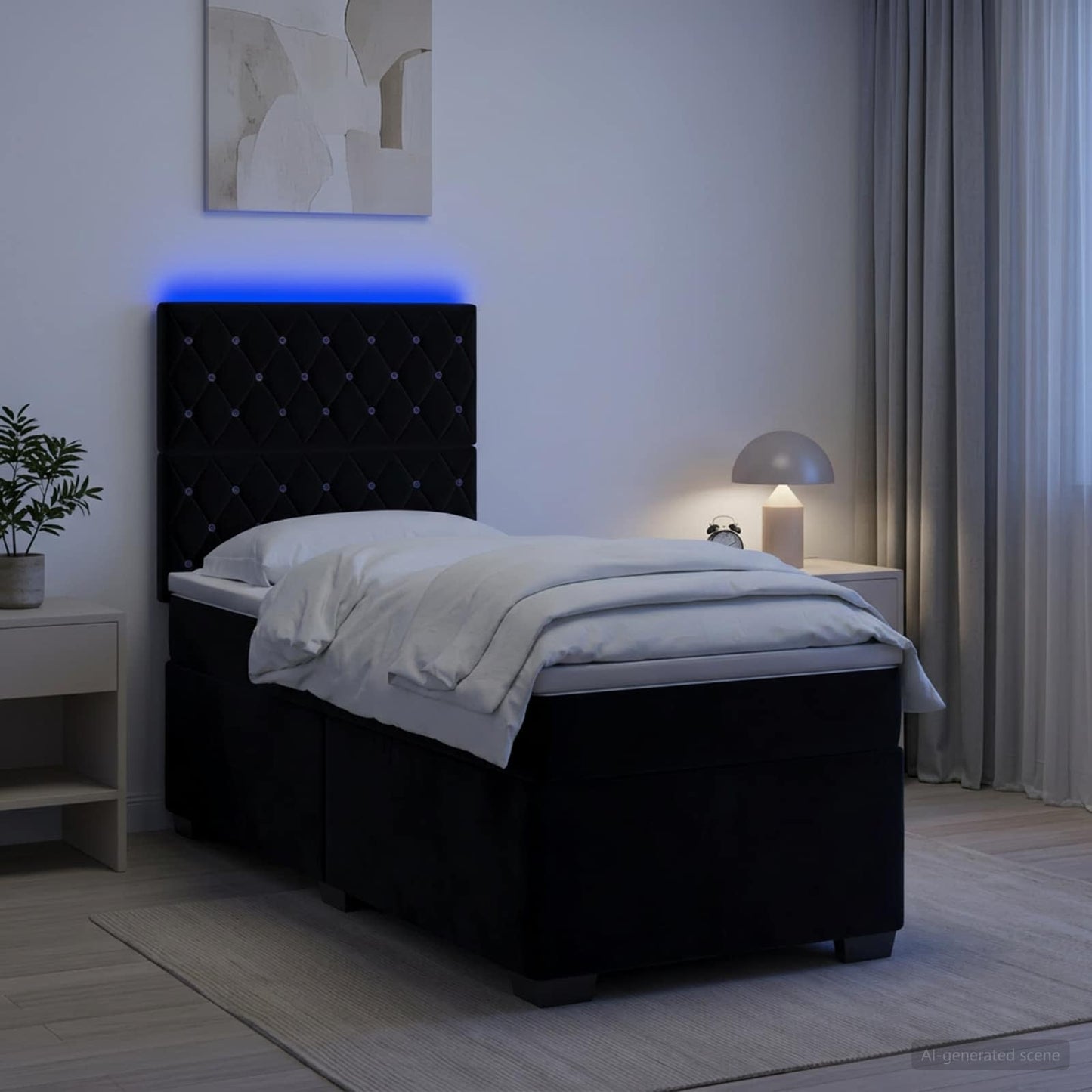vidaXL Κρεβάτι box spring με στρώμα Μαύρο 90 x 200 cm Βελούδο