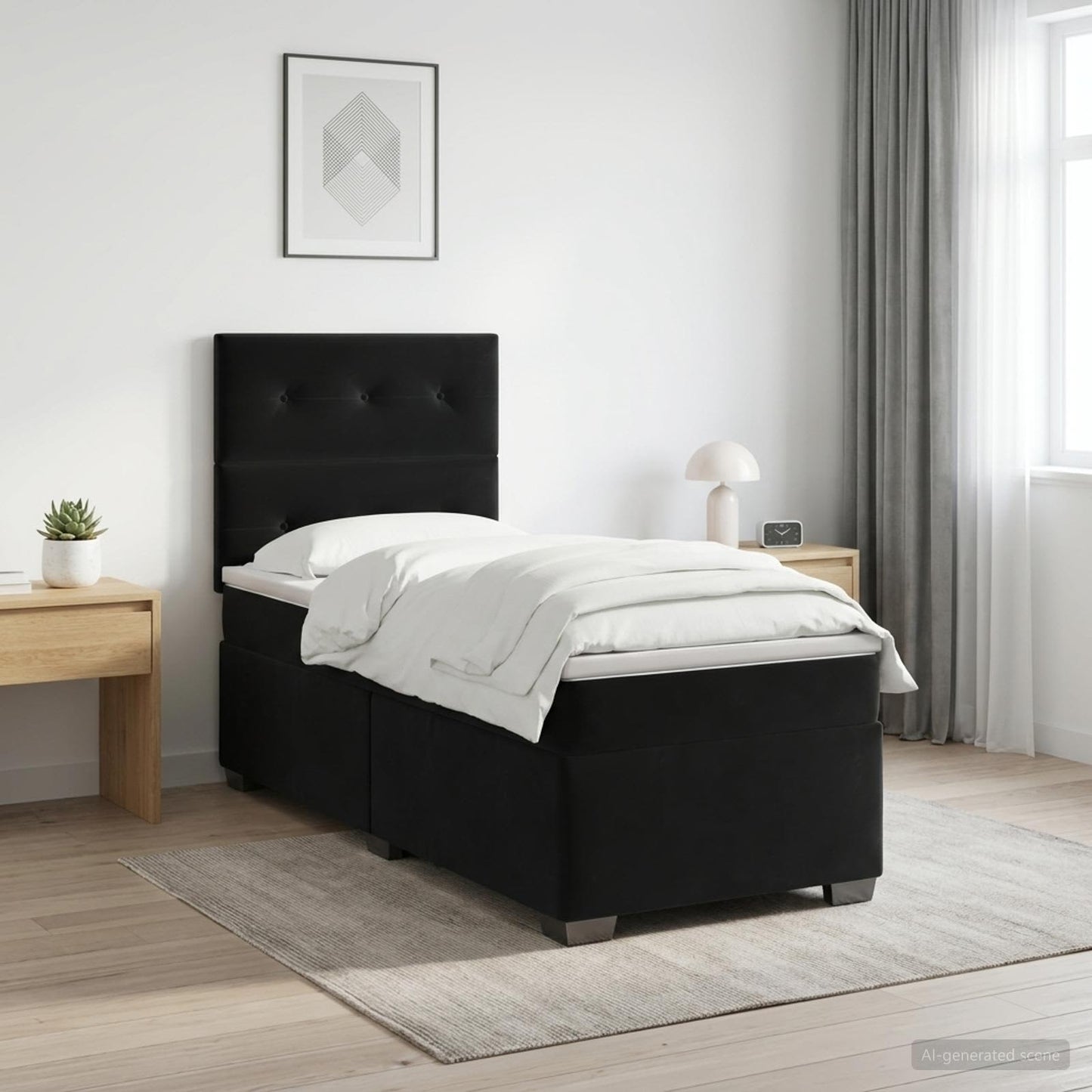 vidaXL Κρεβάτι box spring με στρώμα Μαύρο 90 x 200 cm Βελούδο
