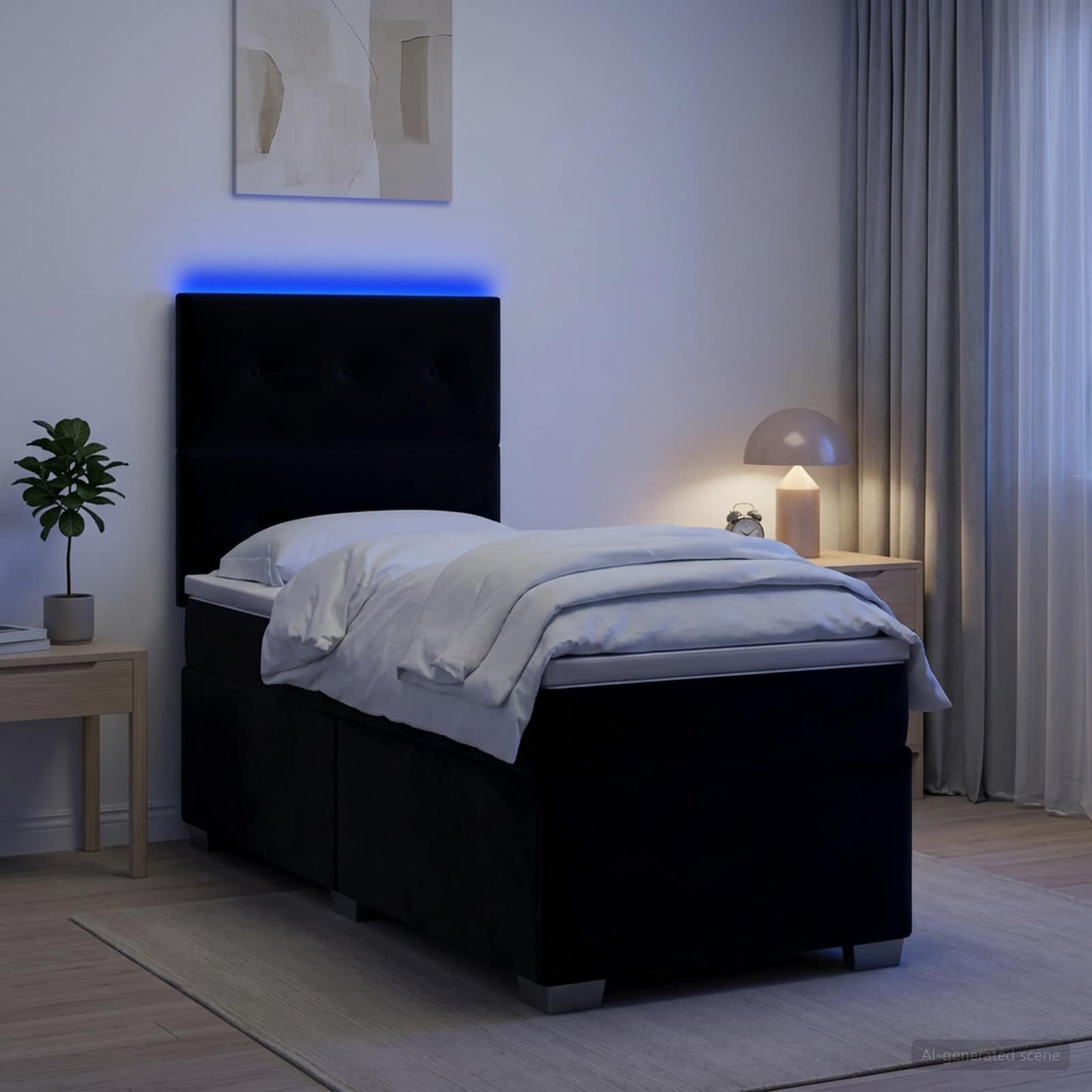 vidaXL Κρεβάτι box spring με στρώμα Μαύρο 80 x 200 cm Βελούδο