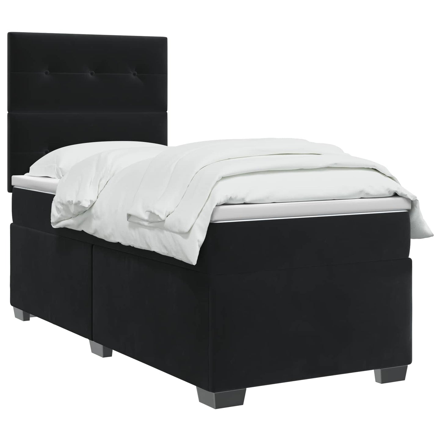 vidaXL Κρεβάτι box spring με στρώμα Μαύρο 80 x 200 cm Βελούδο