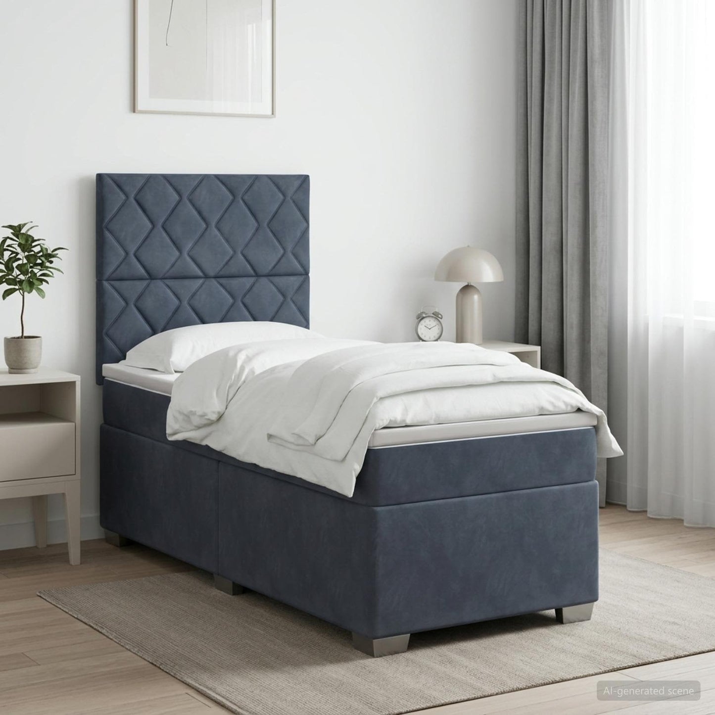 vidaXL Κρεβάτι box spring με στρώμα Σκούρο Γκρι 100 x 200 cm Βελούδο