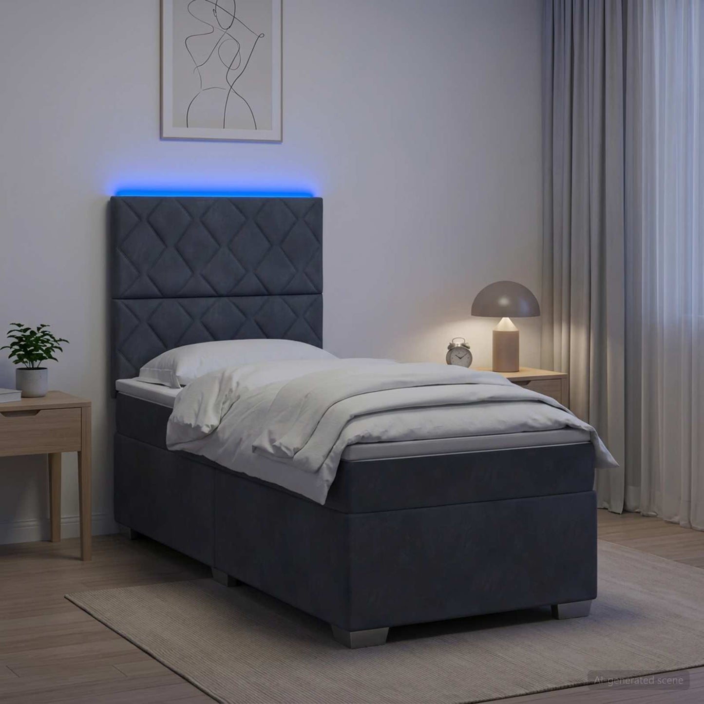vidaXL Κρεβάτι box spring με στρώμα Σκούρο Γκρι 80 x 200 cm Βελούδο
