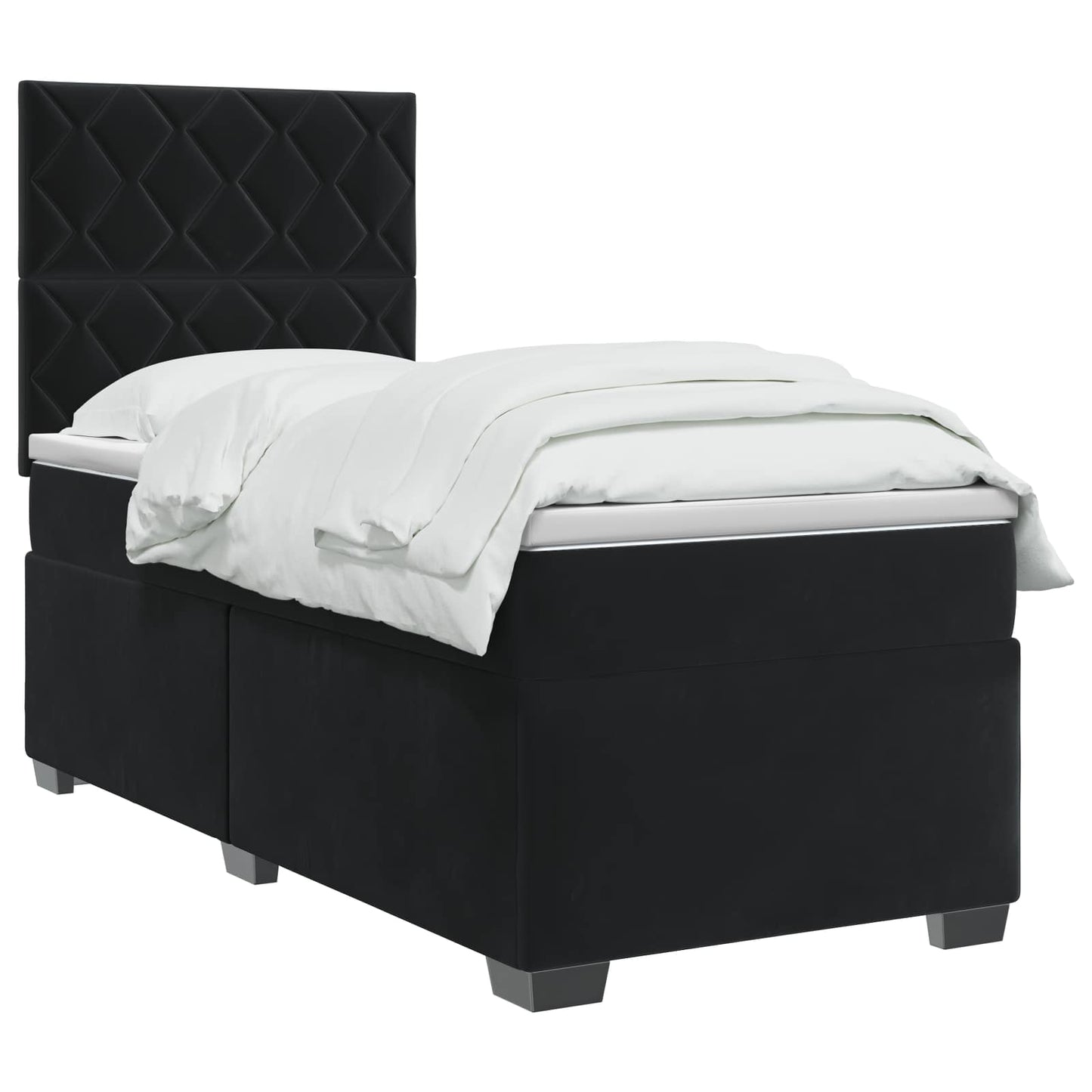 vidaXL Κρεβάτι box spring με στρώμα Μαύρο 80 x 200 cm Βελούδο
