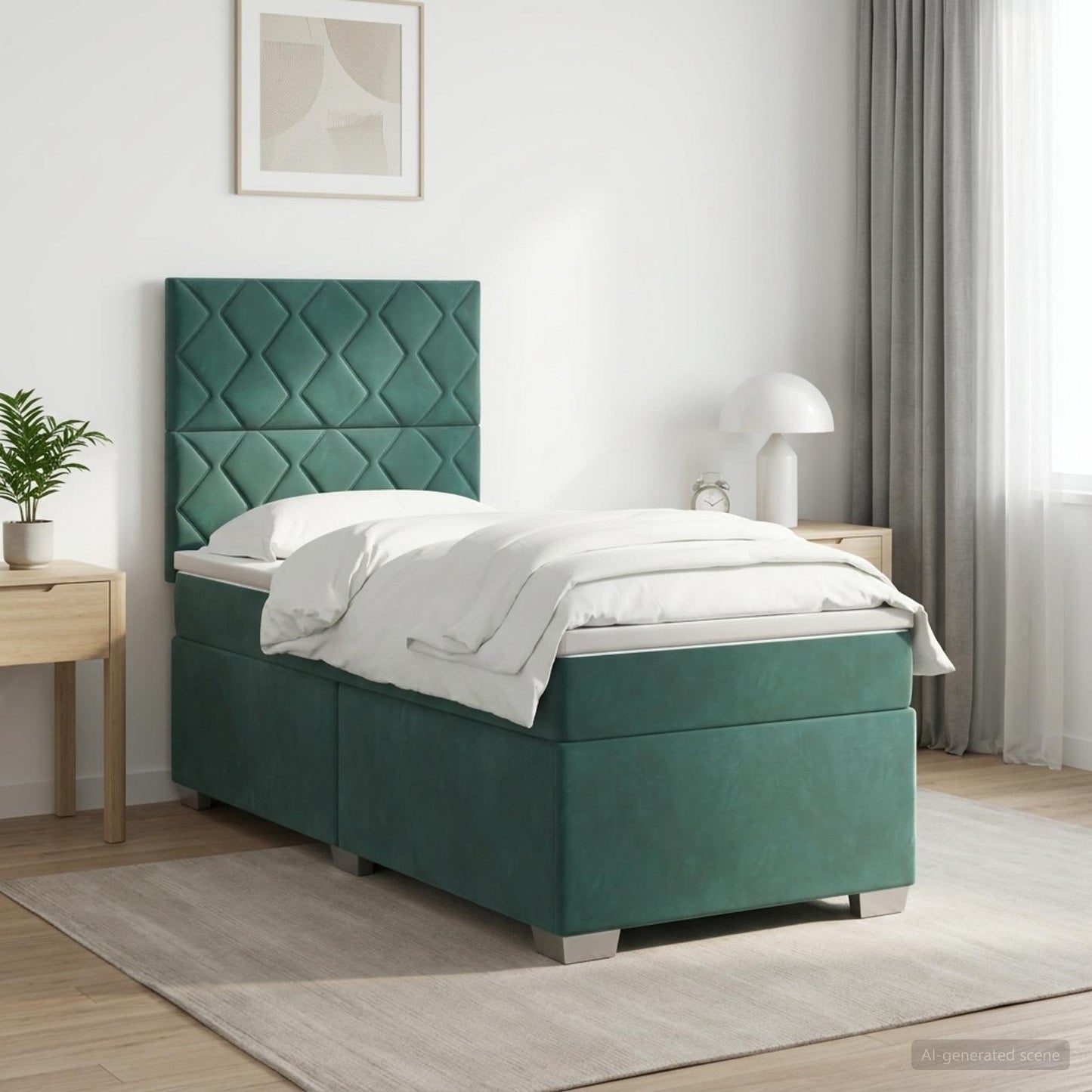 vidaXL Κρεβάτι box spring με στρώμα Σκούρο Πράσινο 80 x 200 cm Βελούδο