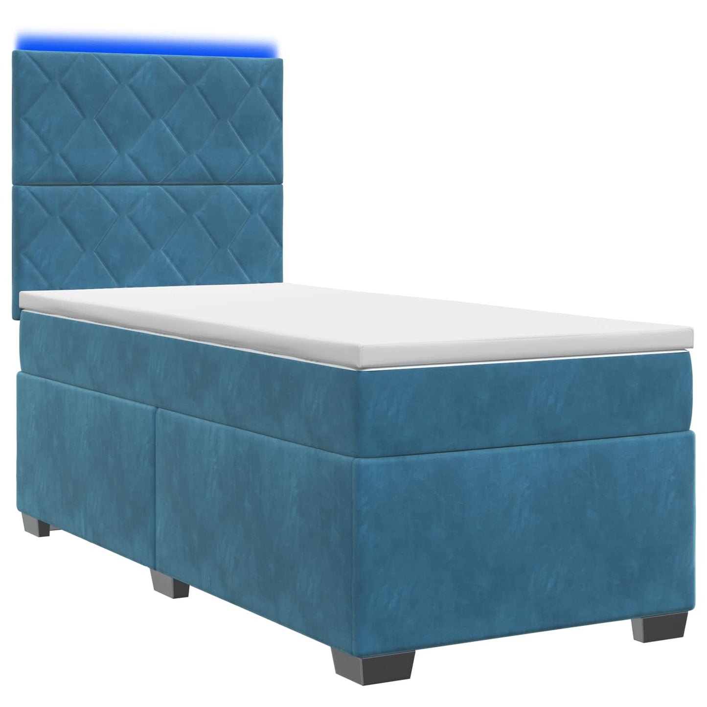 vidaXL Κρεβάτι box spring με στρώμα Μπλε 80 x 200 cm Βελούδο