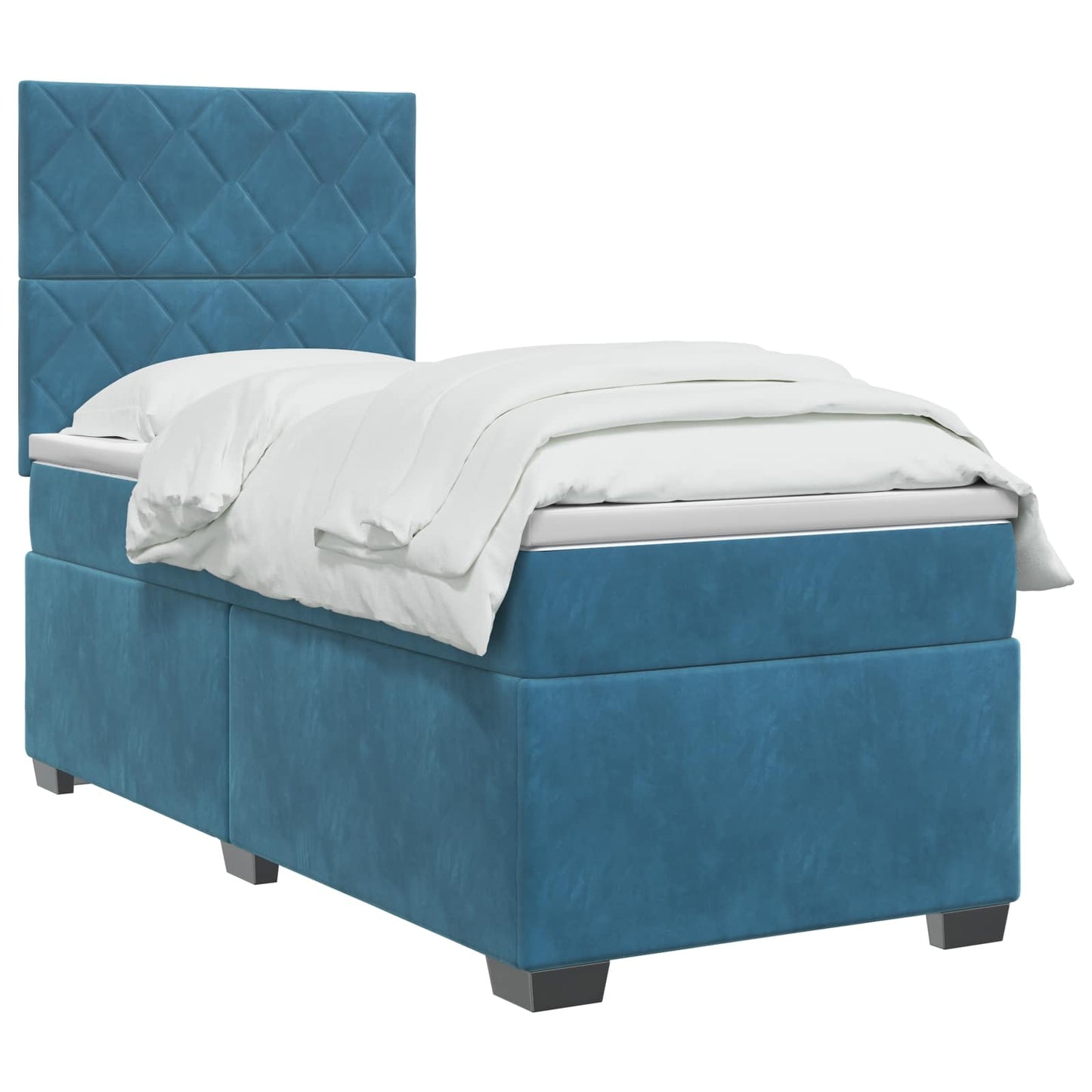 vidaXL Κρεβάτι box spring με στρώμα Μπλε 80 x 200 cm Βελούδο