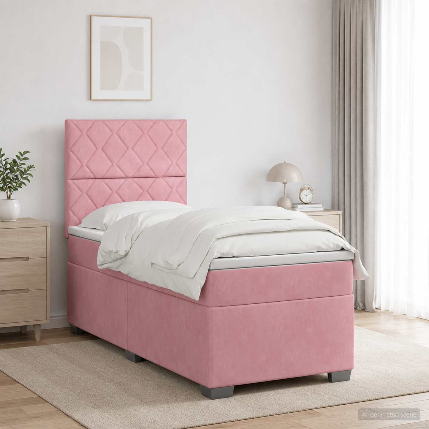 vidaXL Κρεβάτι box spring με στρώμα Ροζ 80 x 200 cm Βελούδο