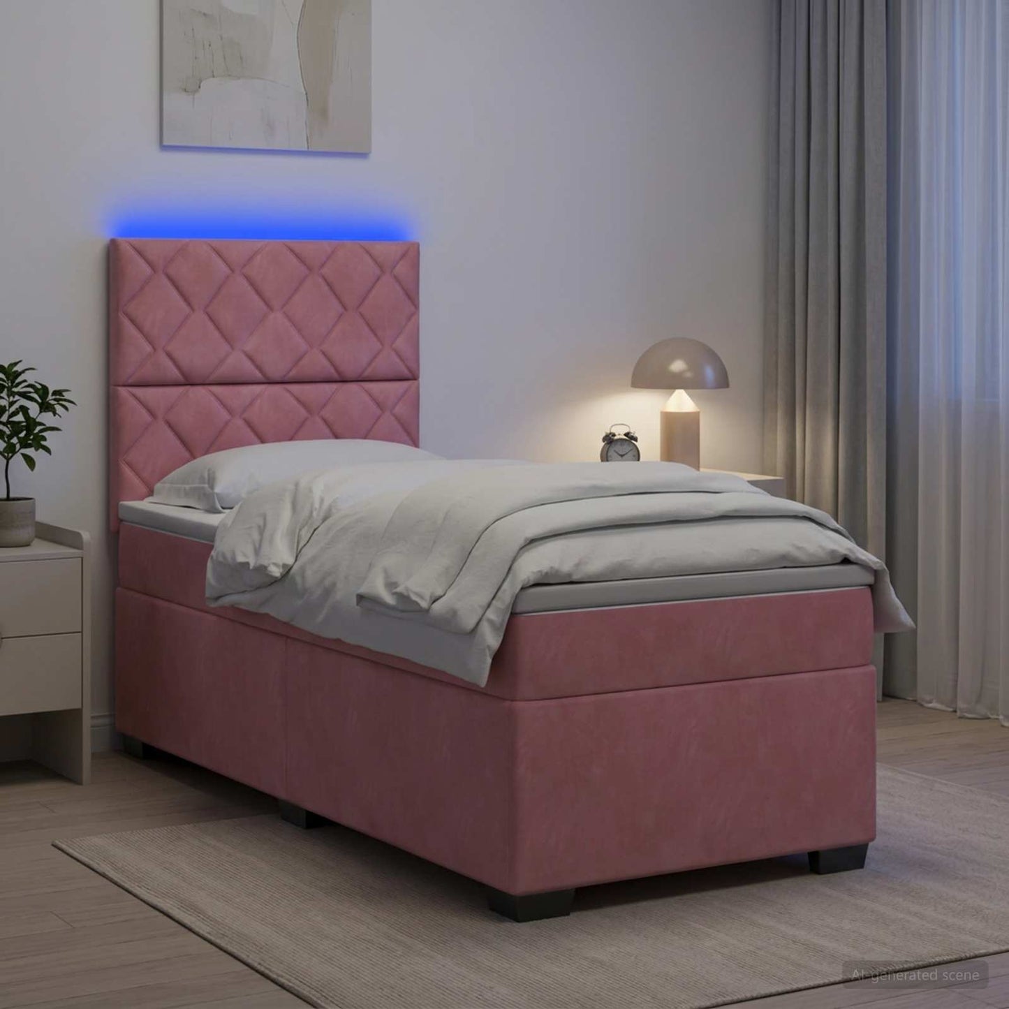 vidaXL Κρεβάτι box spring με στρώμα Ροζ 80 x 200 cm Βελούδο