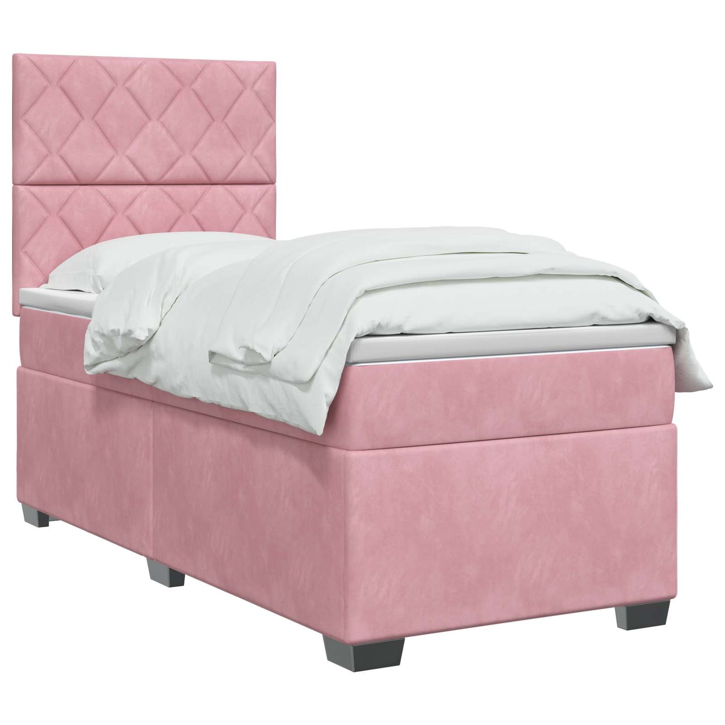 vidaXL Κρεβάτι box spring με στρώμα Ροζ 80 x 200 cm Βελούδο