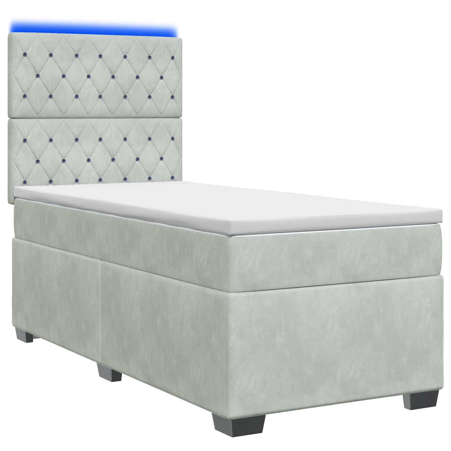 vidaXL Κρεβάτι box spring με στρώμα Μπλε 90 x 190 cm Βελούδο