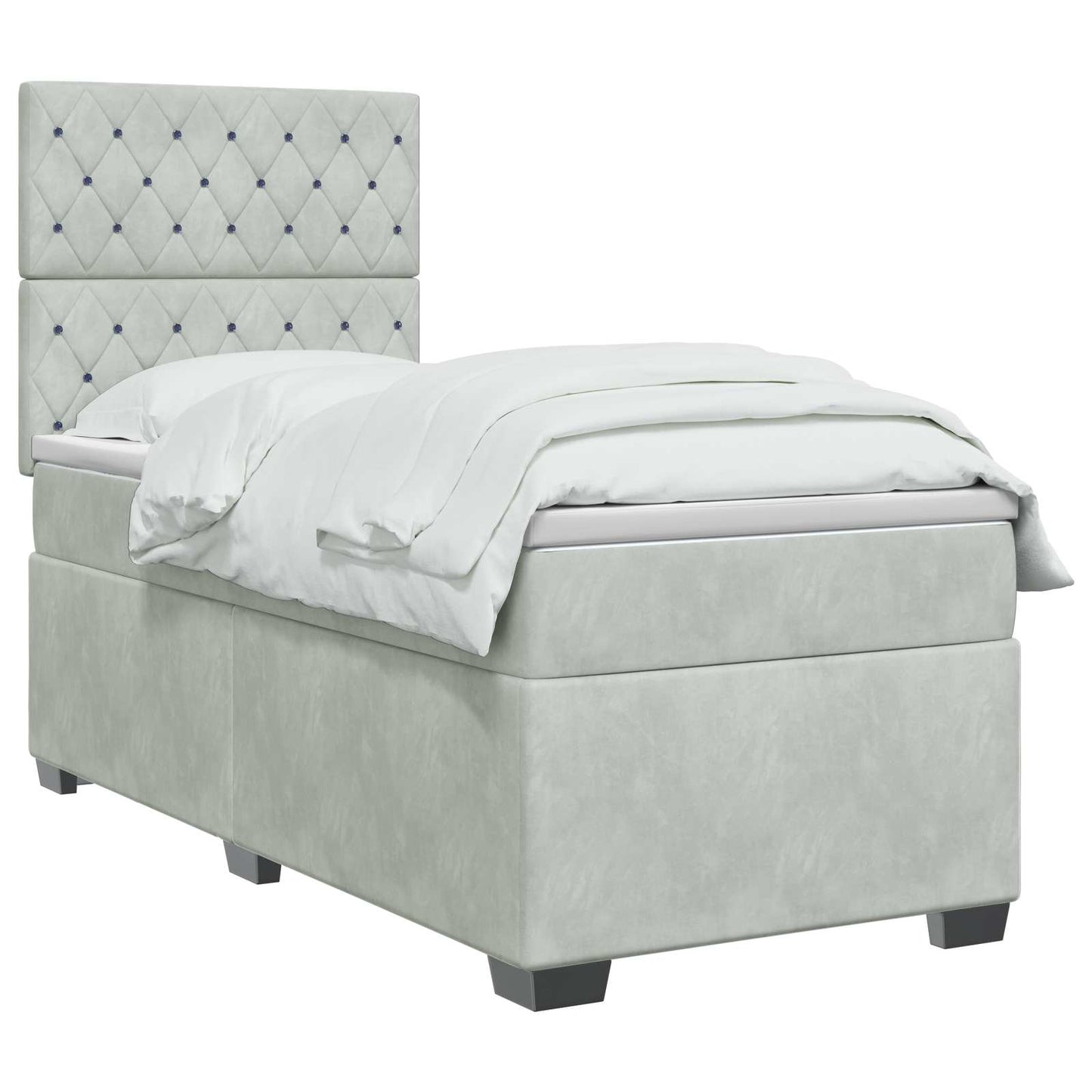 vidaXL Κρεβάτι box spring με στρώμα Μπλε 90 x 190 cm Βελούδο