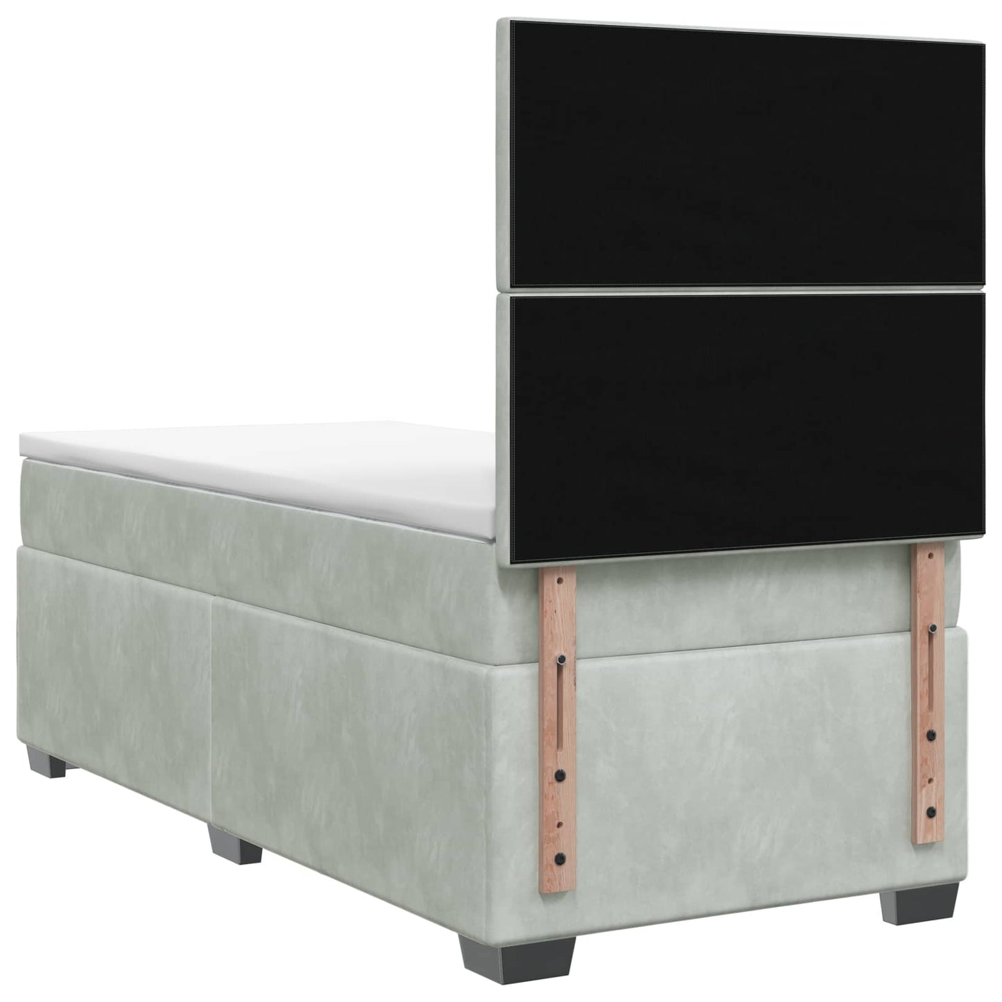 vidaXL Κρεβάτι box spring με στρώμα Ανοιχτό γκρι 90 x 200 cm Βελούδο
