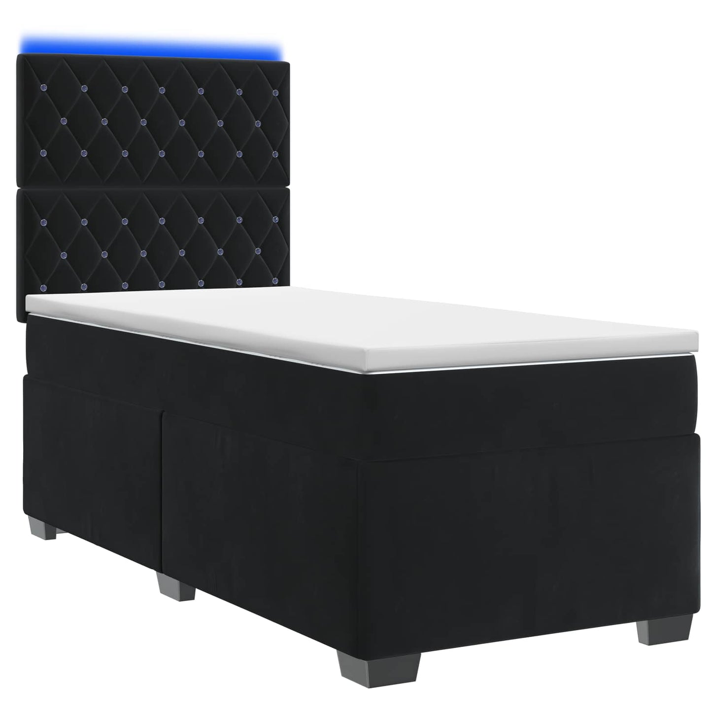 vidaXL Κρεβάτι box spring με στρώμα Μαύρο 90 x 200 cm Βελούδο
