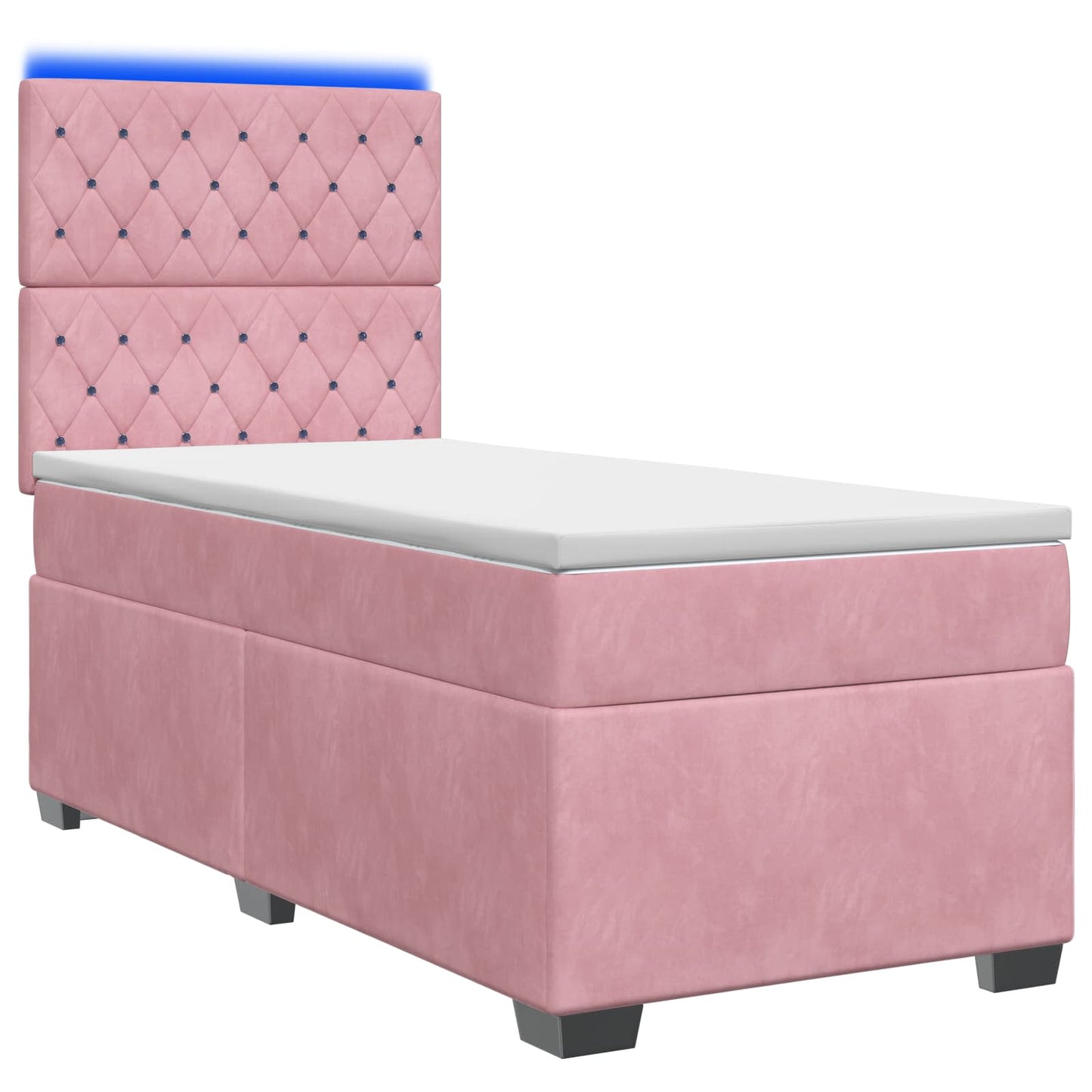 vidaXL Κρεβάτι box spring με στρώμα Ροζ 100 x 200 cm Βελούδο