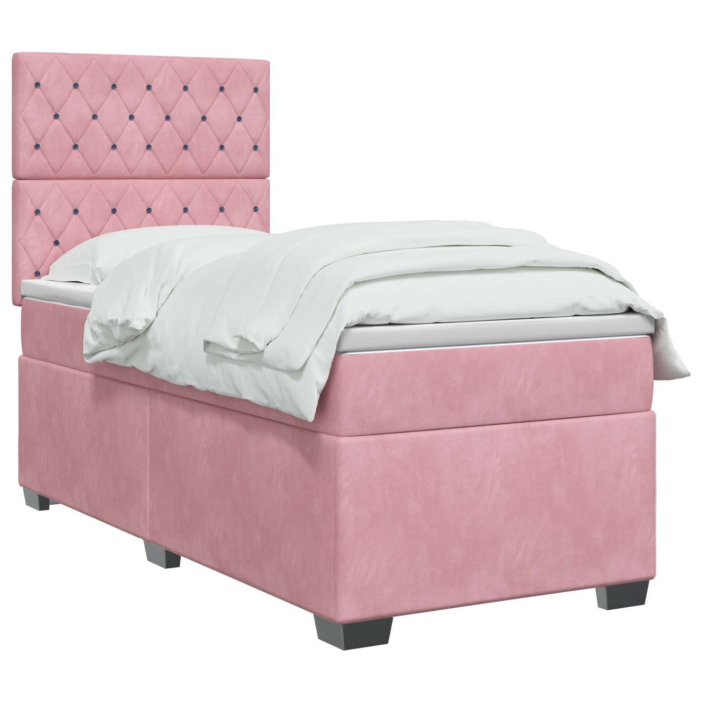 vidaXL Κρεβάτι box spring με στρώμα Ροζ 100 x 200 cm Βελούδο